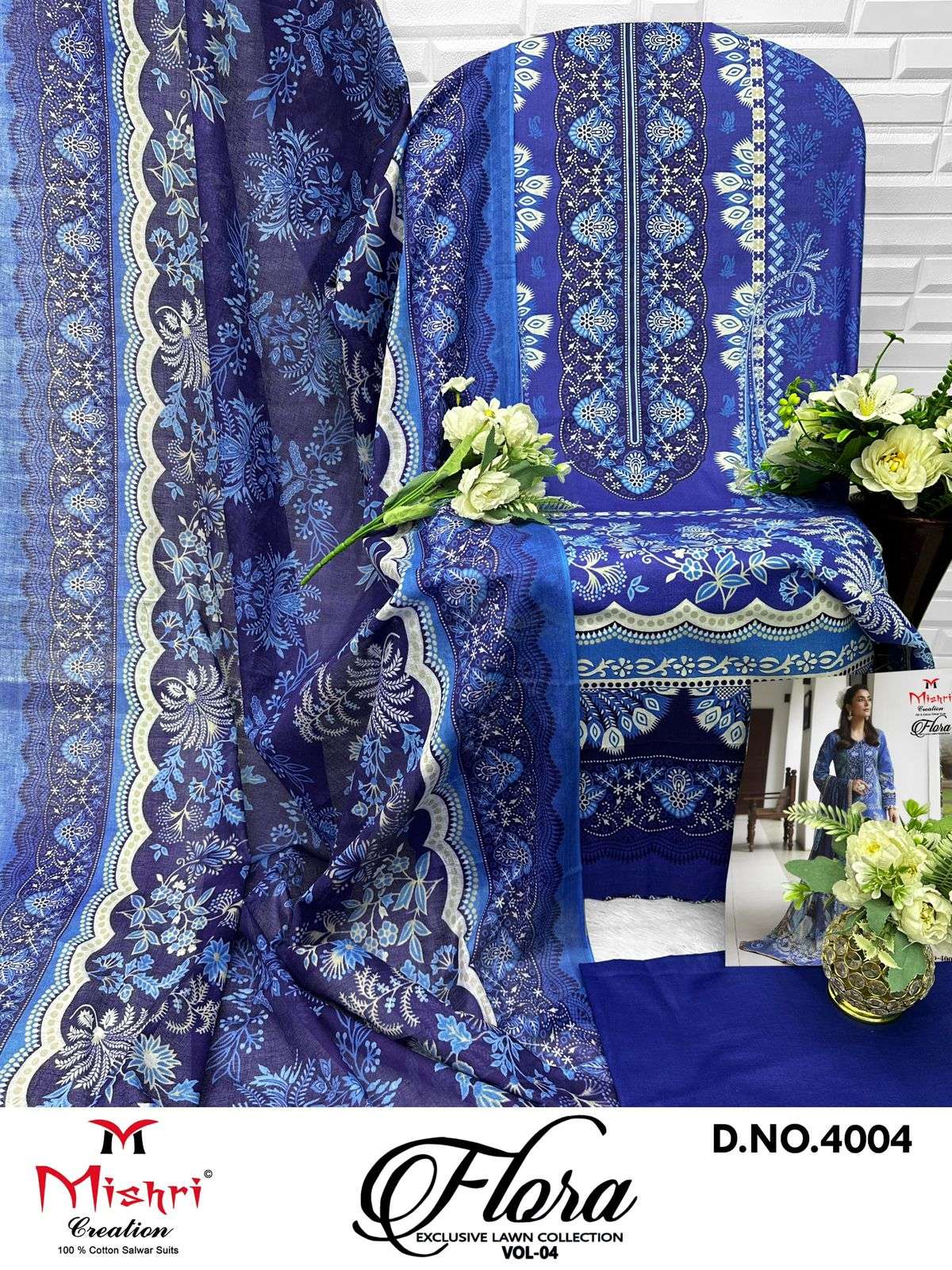 MISHRI CREATION FLORA VOL 4 LAWN COTTON DIGITAL KARACHI PRINT SUIT
