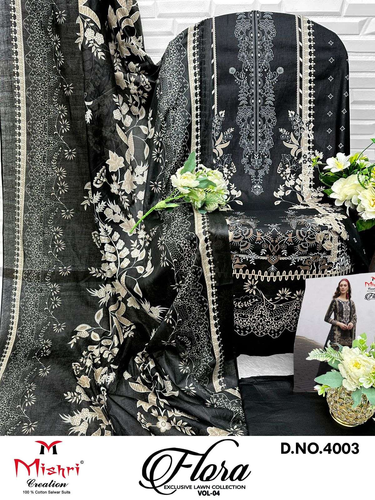 MISHRI CREATION FLORA VOL 4 LAWN COTTON DIGITAL KARACHI PRINT SUIT