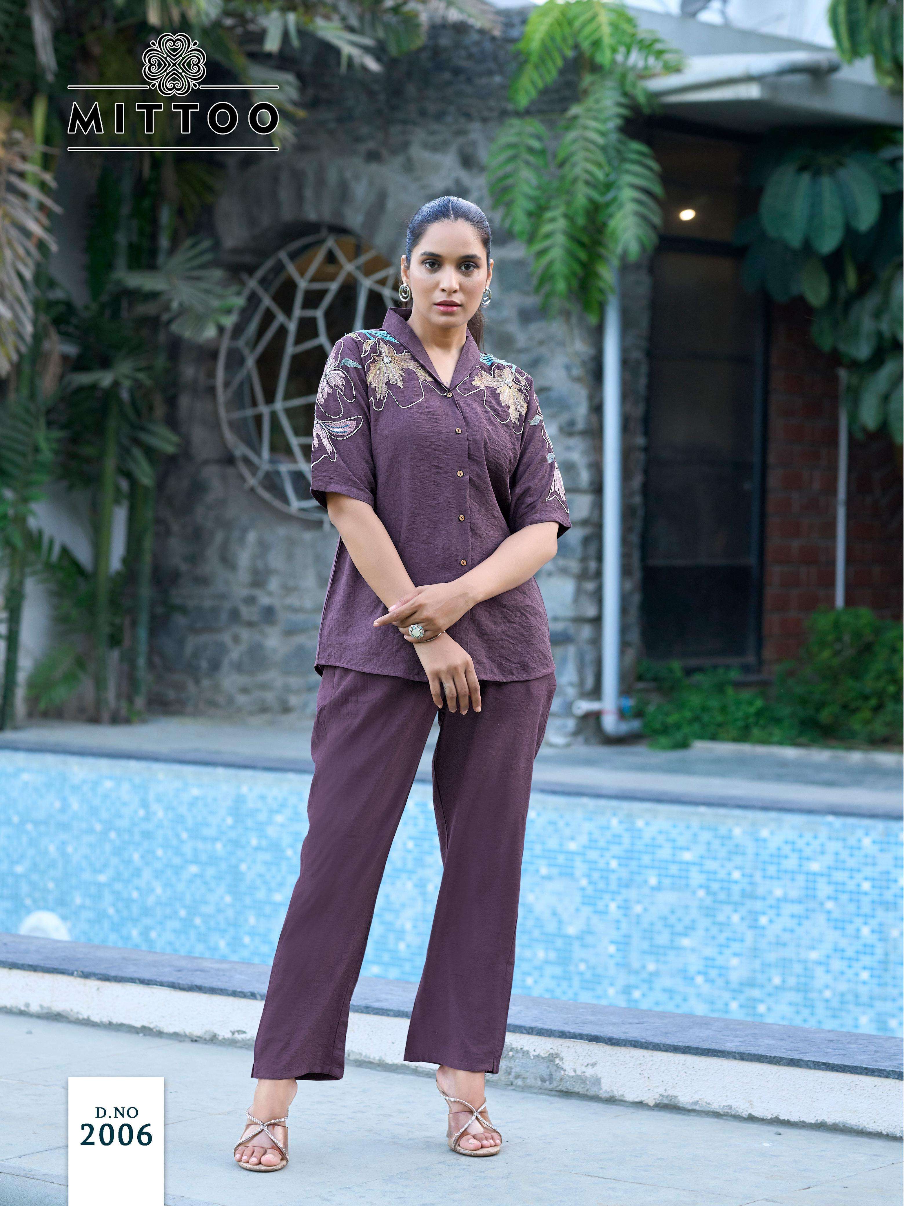 MITTOO DAIZY VISCOSE FANCY HAND WORK DESIGNER LADIES CO-ORD SET