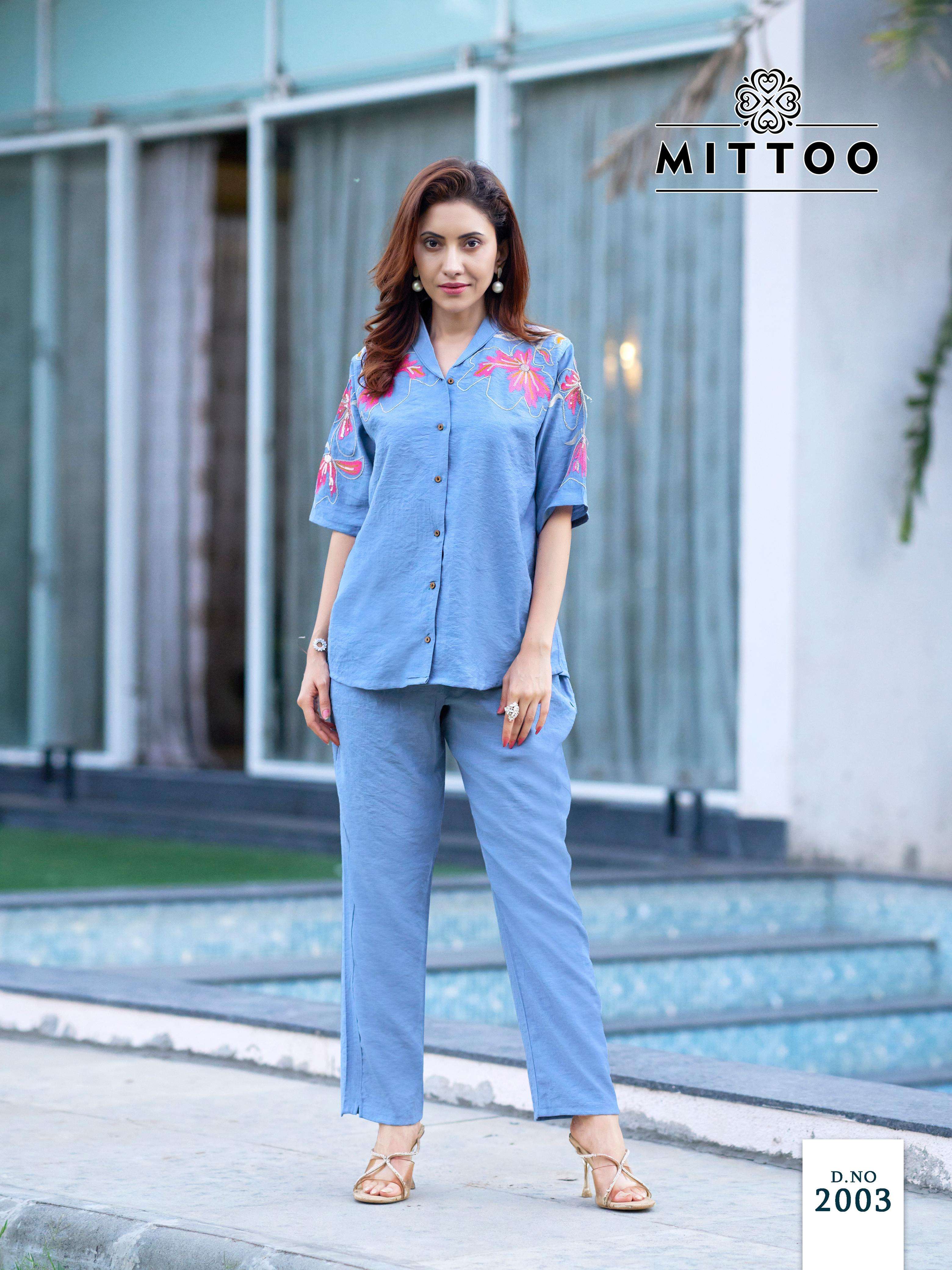MITTOO DAIZY VISCOSE FANCY HAND WORK DESIGNER LADIES CO-ORD SET