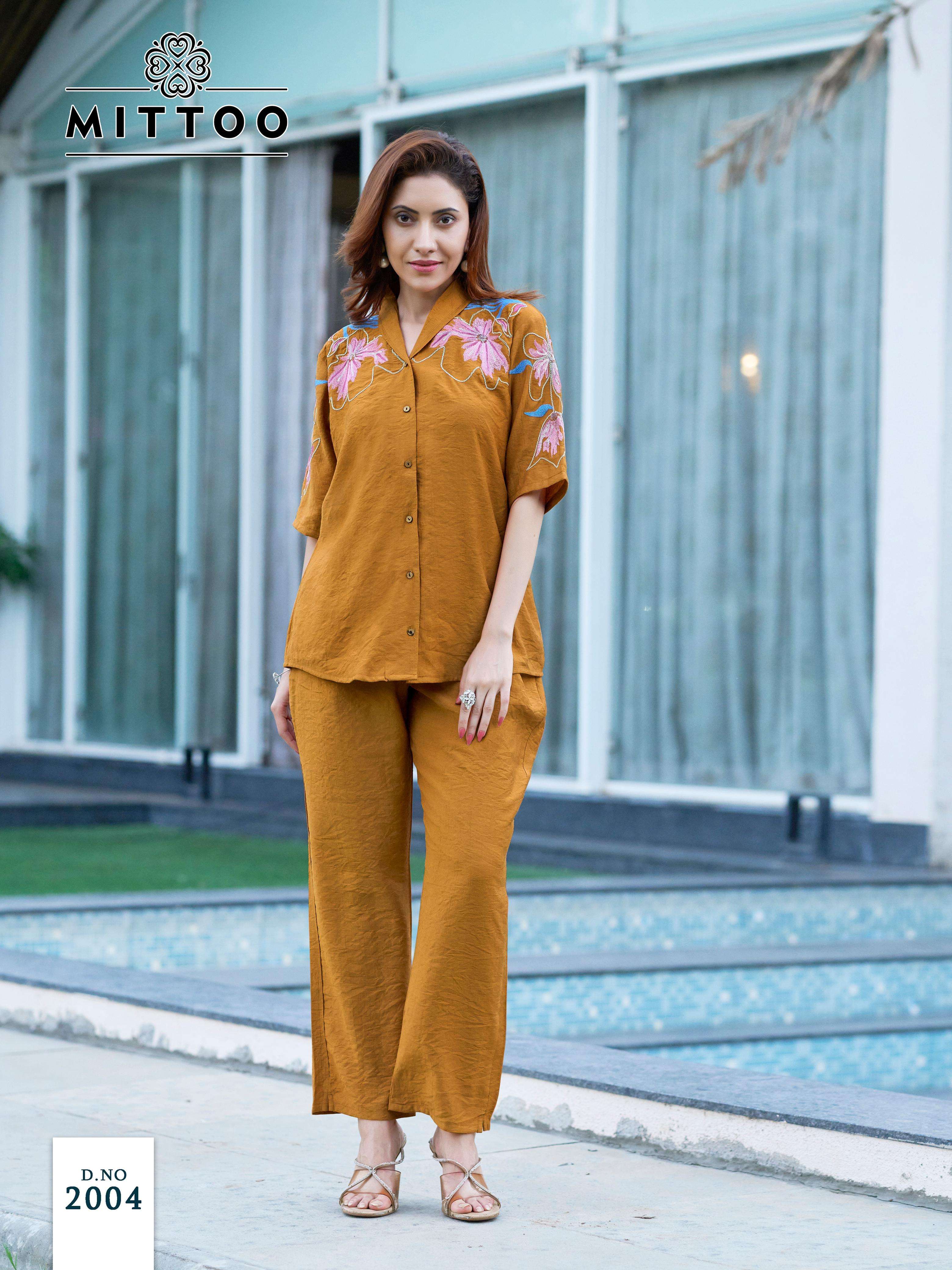 MITTOO DAIZY VISCOSE FANCY HAND WORK DESIGNER LADIES CO-ORD SET