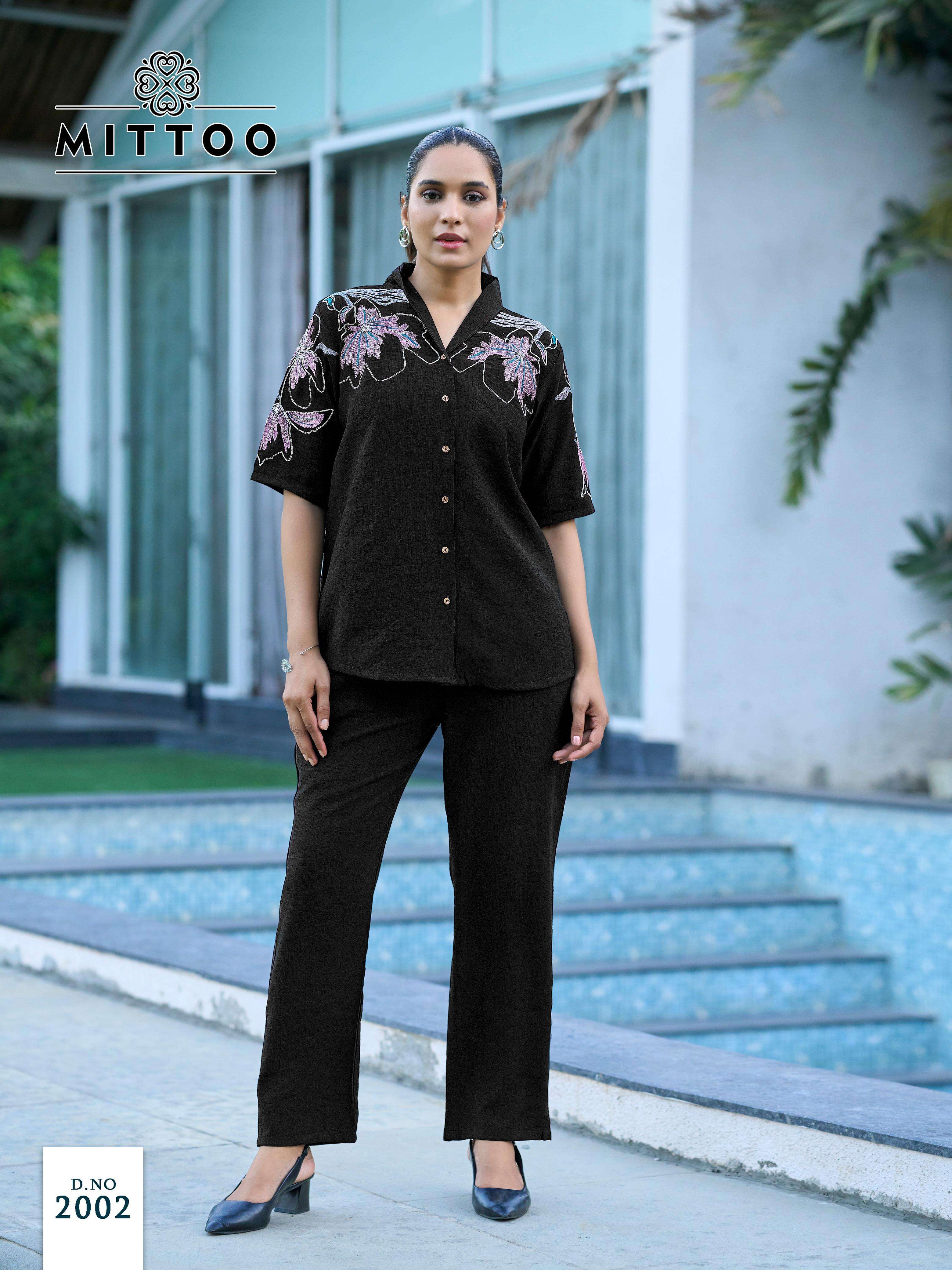MITTOO DAIZY VISCOSE FANCY HAND WORK DESIGNER LADIES CO-ORD SET