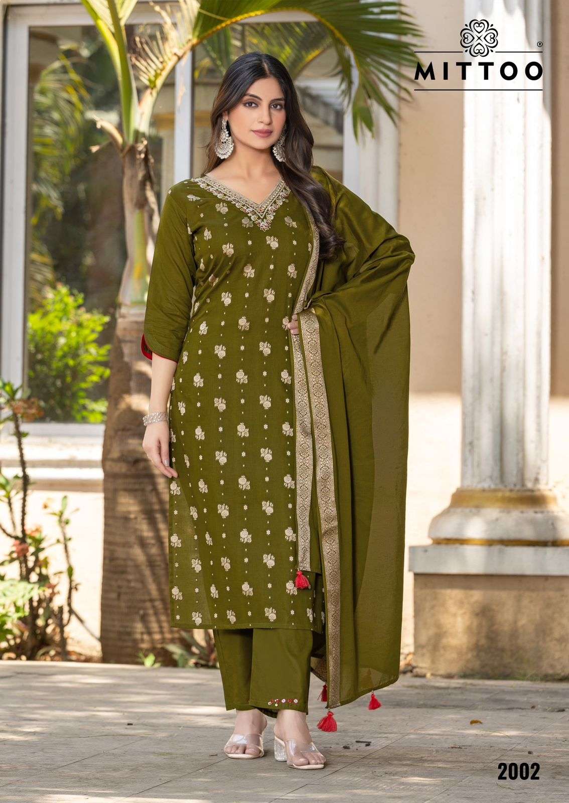 MITTOO HANSIKA COTTON JACQUARD FANCY LADIES KURTI COMBO SET