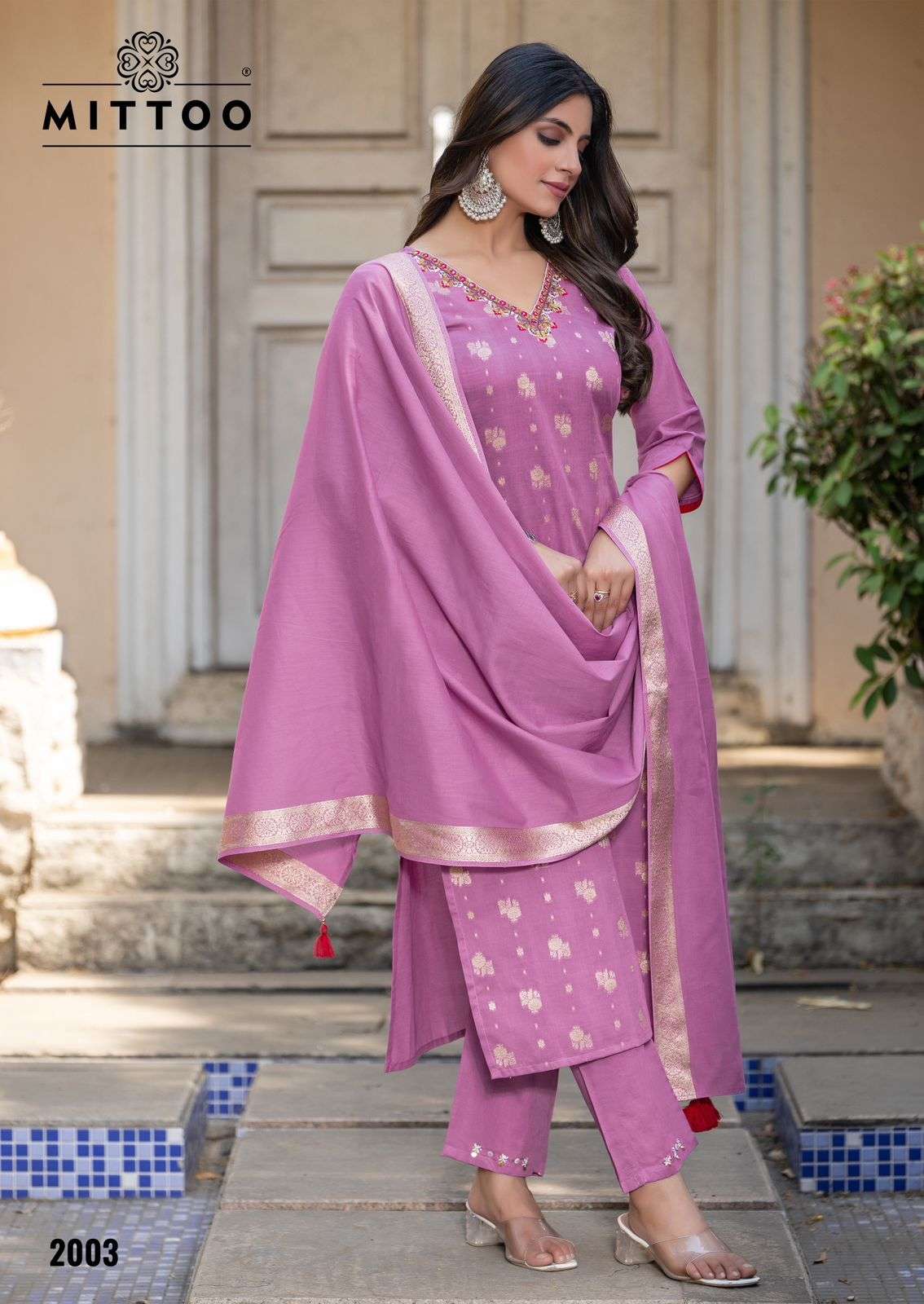 MITTOO HANSIKA COTTON JACQUARD FANCY LADIES KURTI COMBO SET