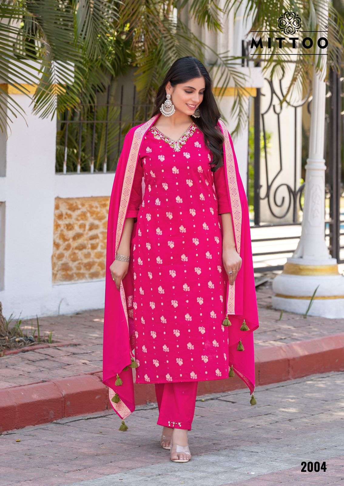 MITTOO HANSIKA COTTON JACQUARD FANCY LADIES KURTI COMBO SET