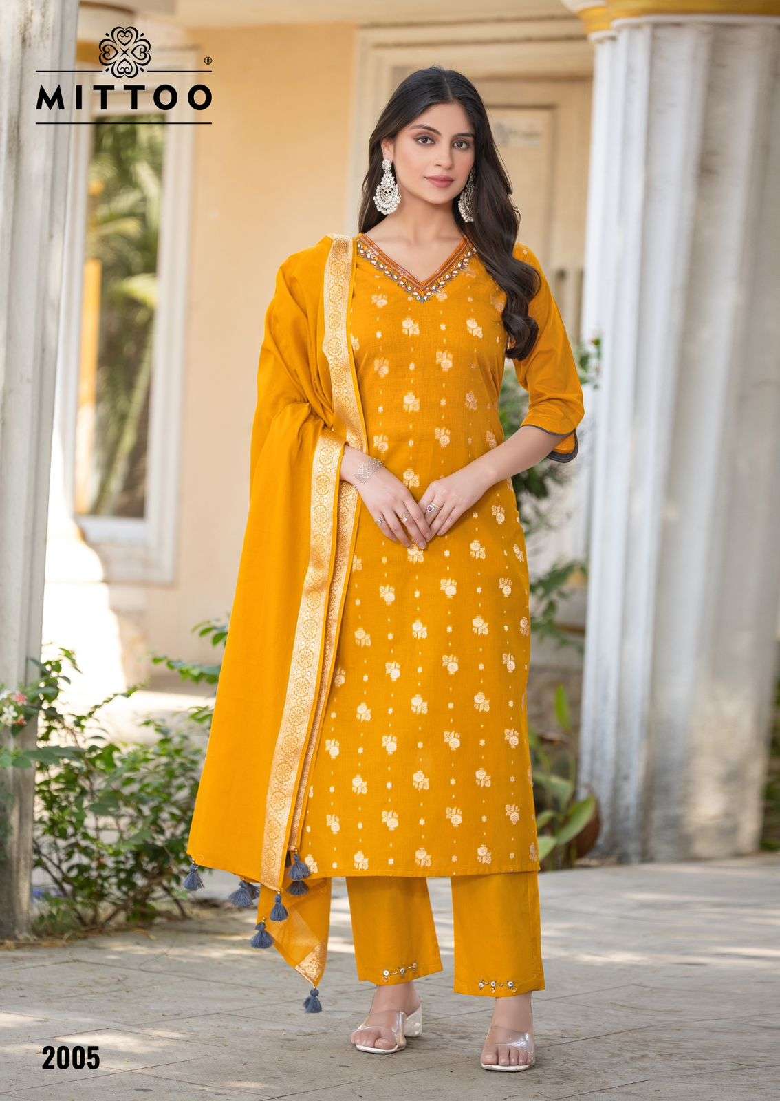 MITTOO HANSIKA COTTON JACQUARD FANCY LADIES KURTI COMBO SET