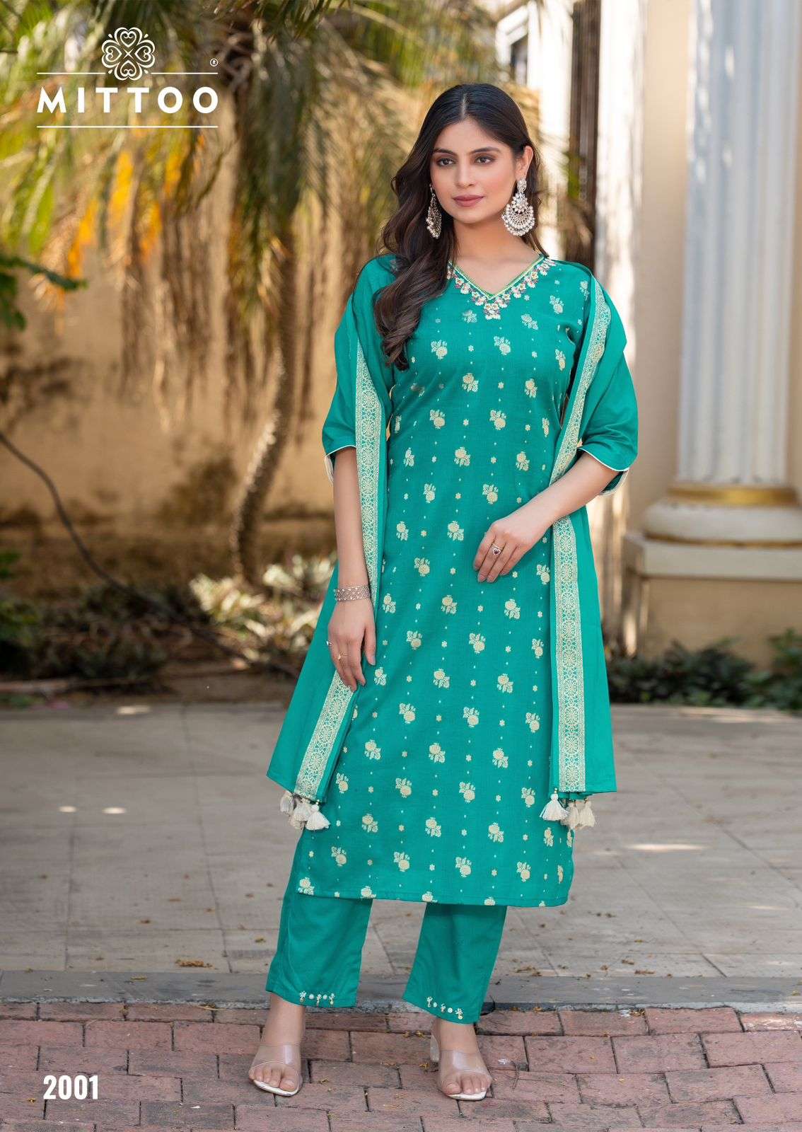 MITTOO HANSIKA COTTON JACQUARD FANCY LADIES KURTI COMBO SET