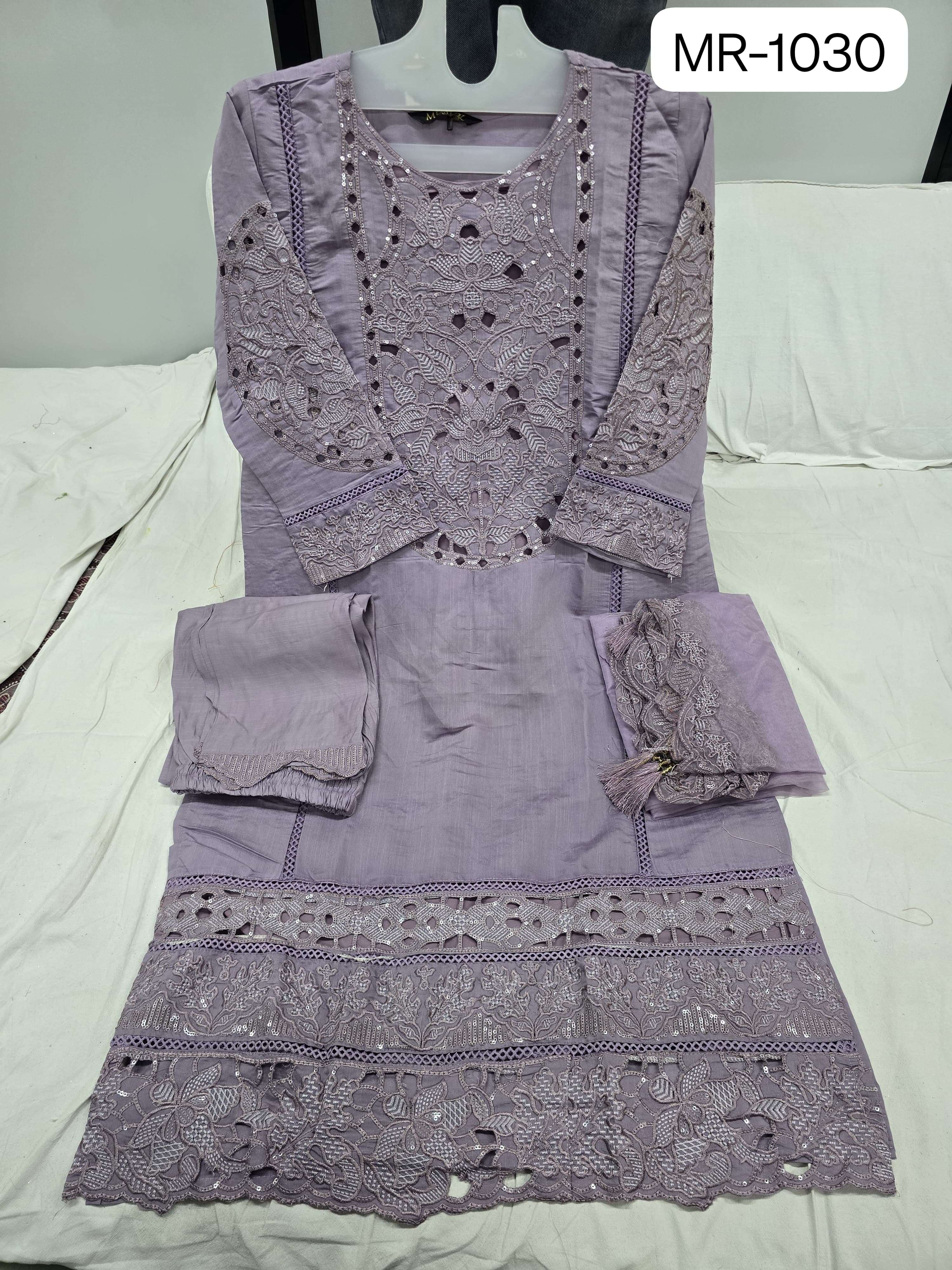 MUSHK MR 1030 SILK HEAVY EMBROIDERY DESIGNER READY MADE PAKISTANI SUIT