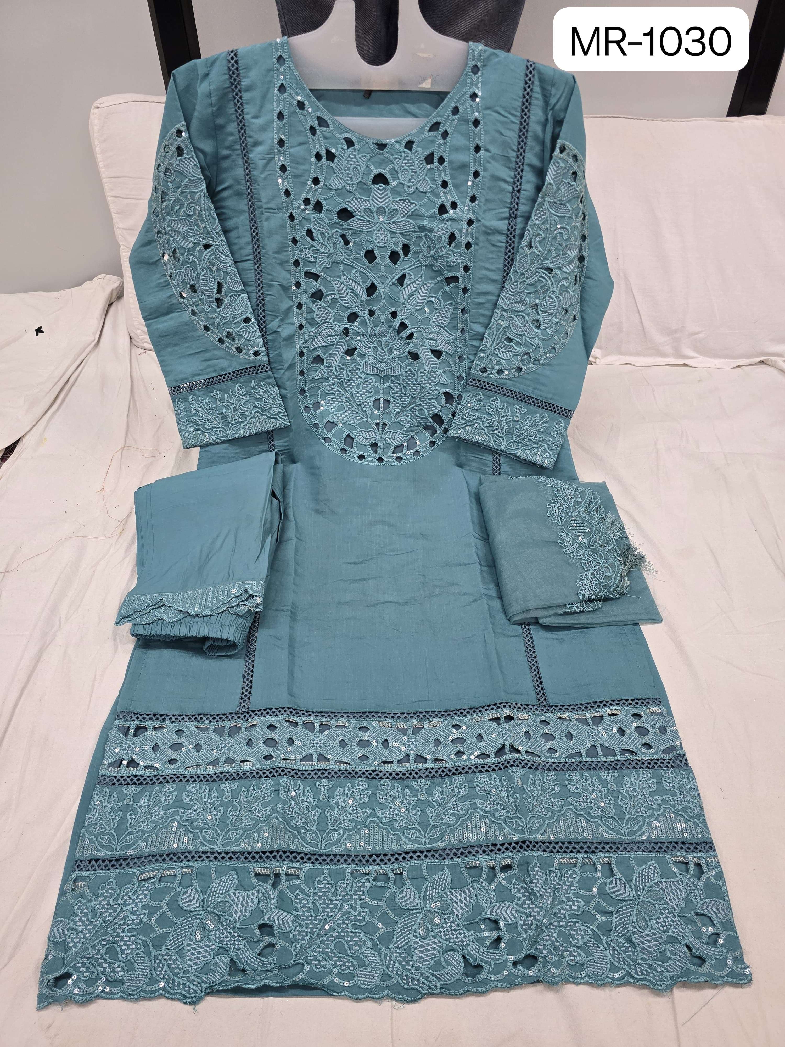 MUSHK MR 1030 SILK HEAVY EMBROIDERY DESIGNER READY MADE PAKISTANI SUIT
