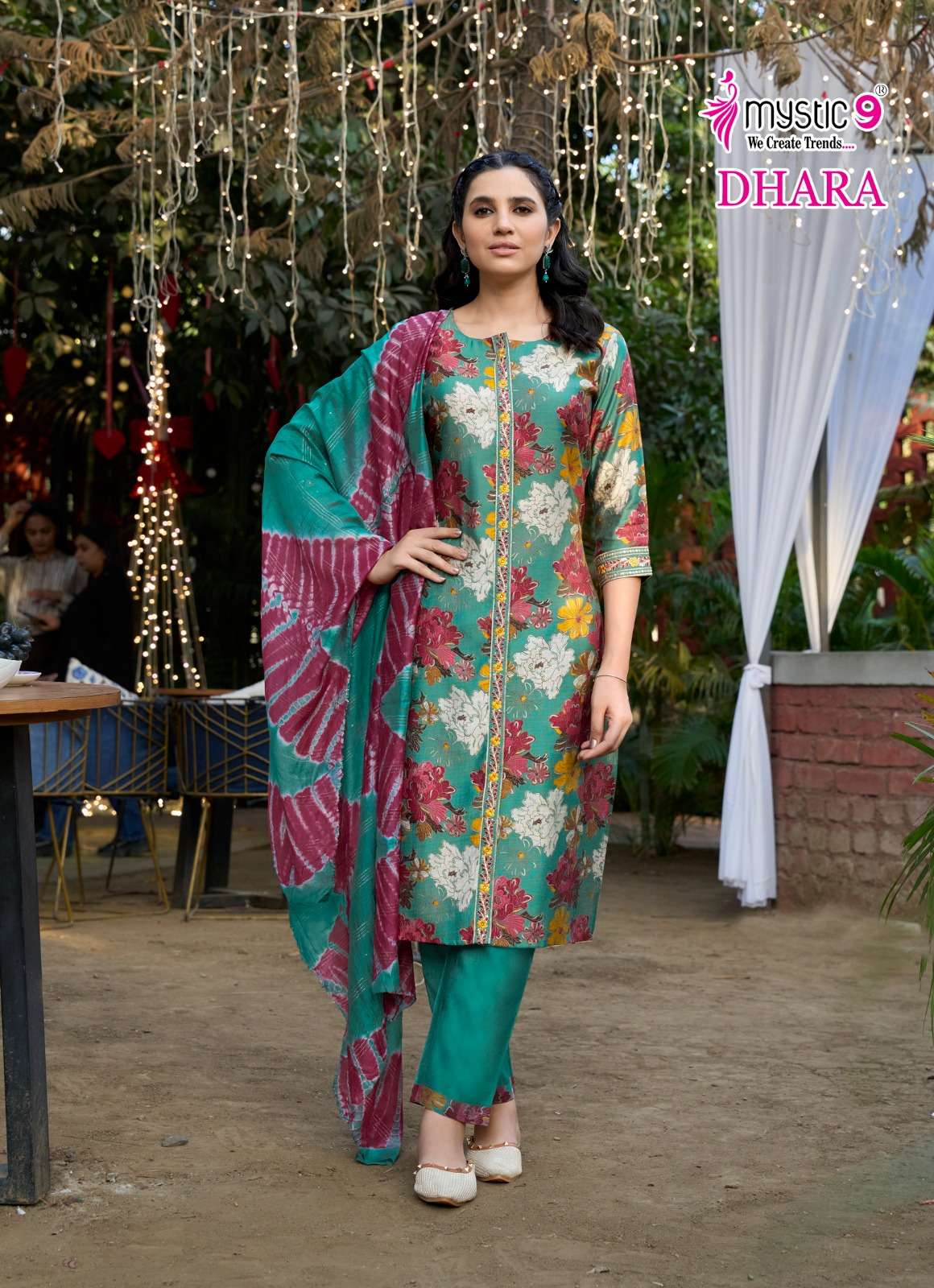 MYSTIC 9 DHARA VOL 1 FANCY PRINT WITH WORK LADIES KURTI COMBO SET