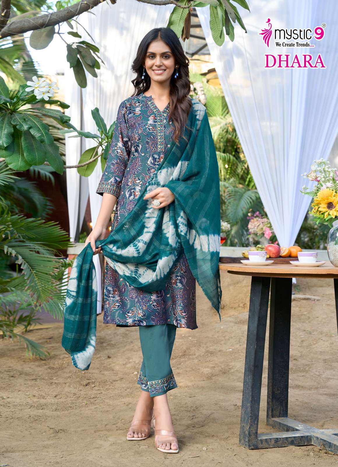 MYSTIC 9 DHARA VOL 1 FANCY PRINT WITH WORK LADIES KURTI COMBO SET
