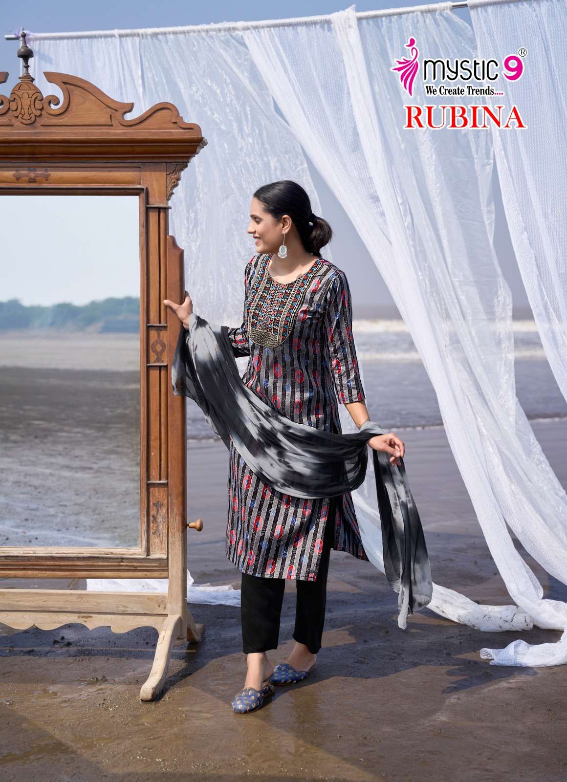 MYSTIC 9 RUBINA VOL 9 RAYON PRINT FANCY LADIES KURTI COMBO SET