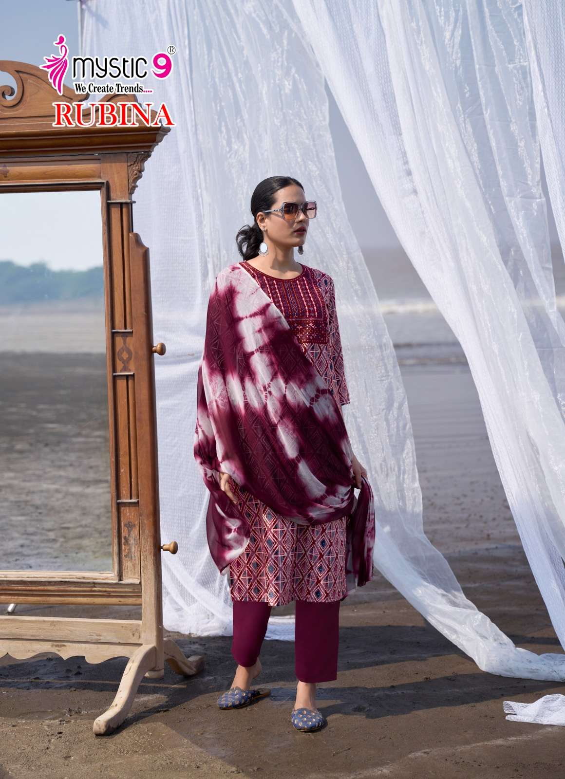 MYSTIC 9 RUBINA VOL 9 RAYON PRINT FANCY LADIES KURTI COMBO SET