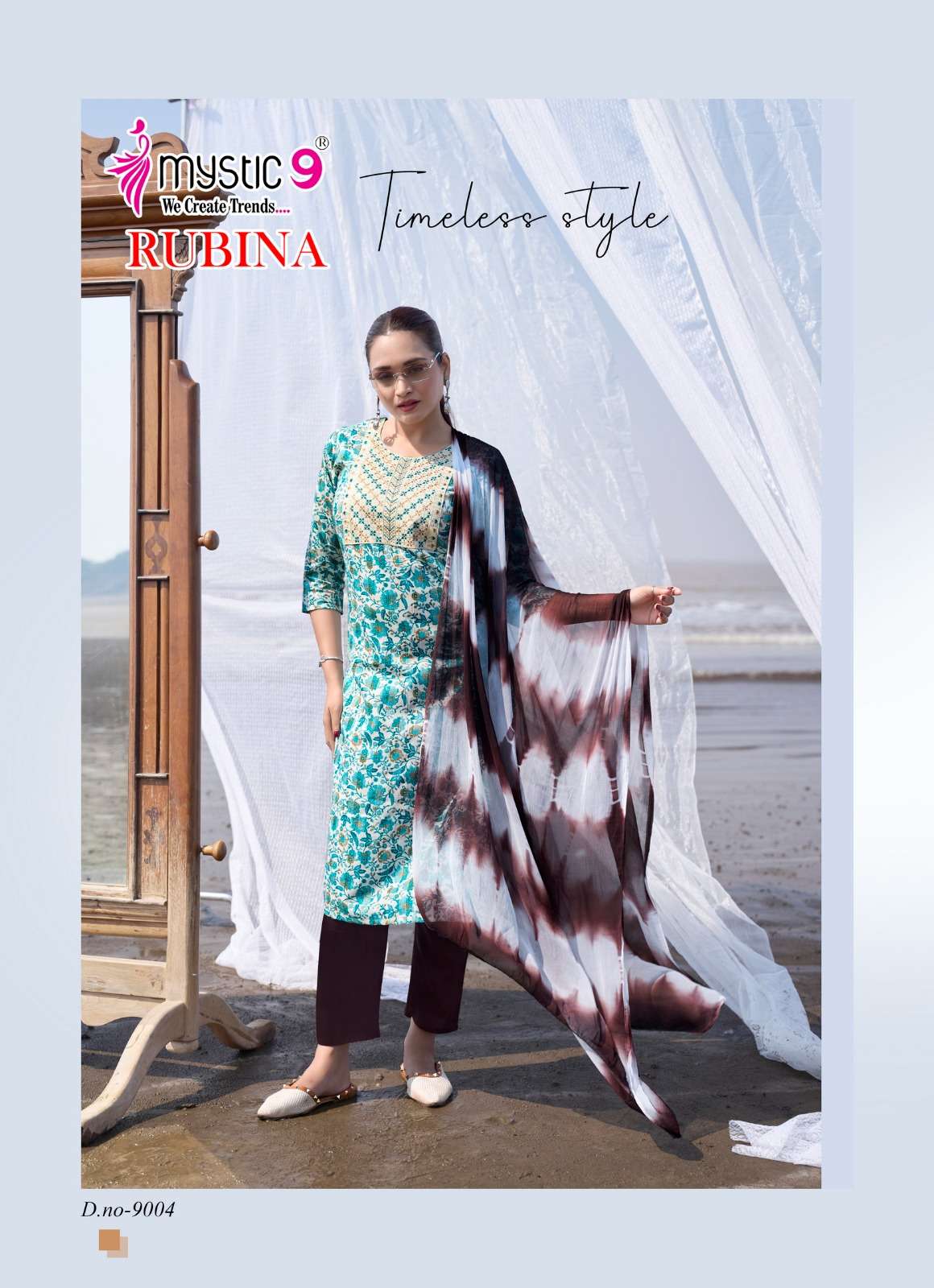 MYSTIC 9 RUBINA VOL 9 RAYON PRINT FANCY LADIES KURTI COMBO SET