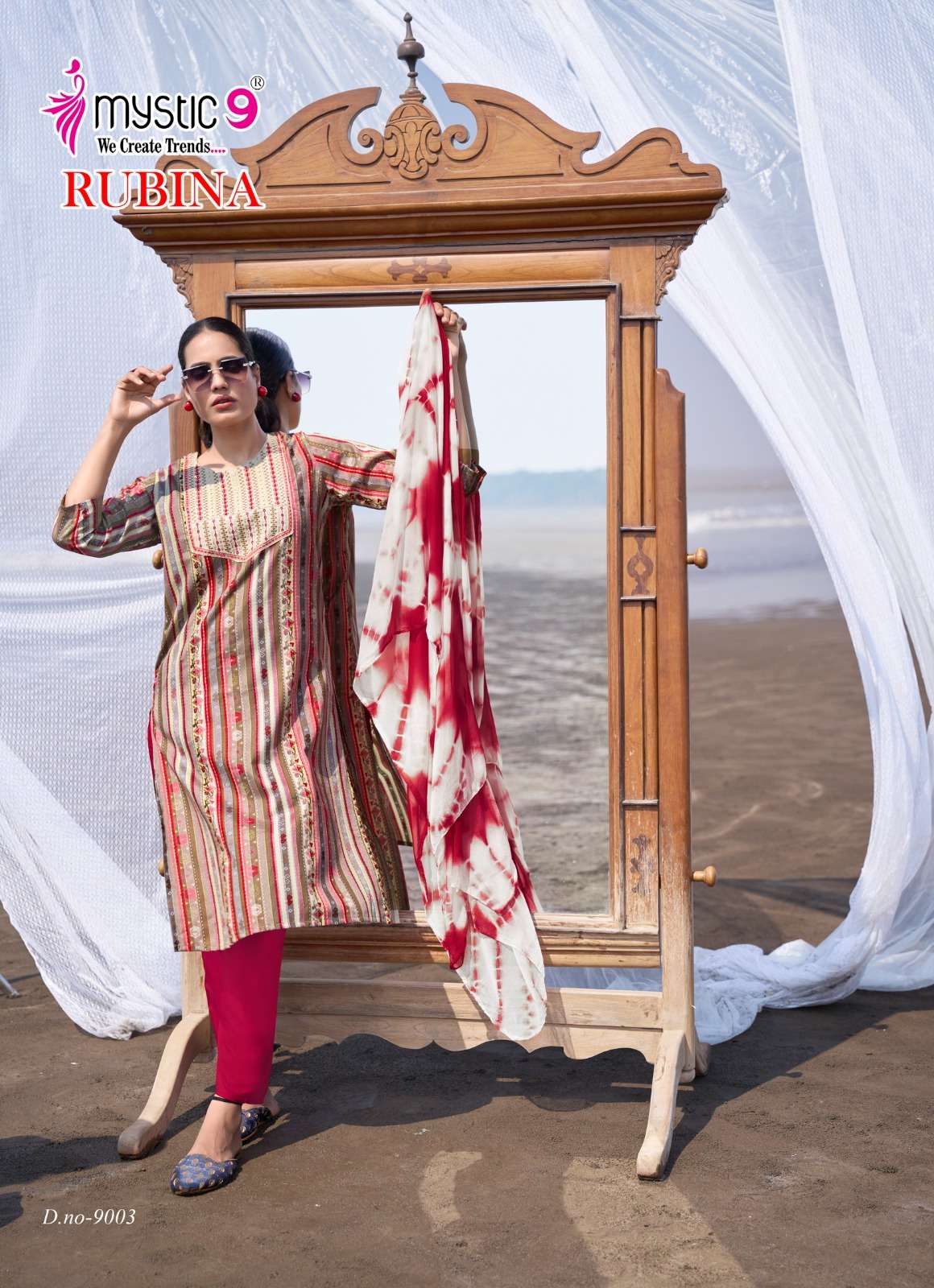 MYSTIC 9 RUBINA VOL 9 RAYON PRINT FANCY LADIES KURTI COMBO SET