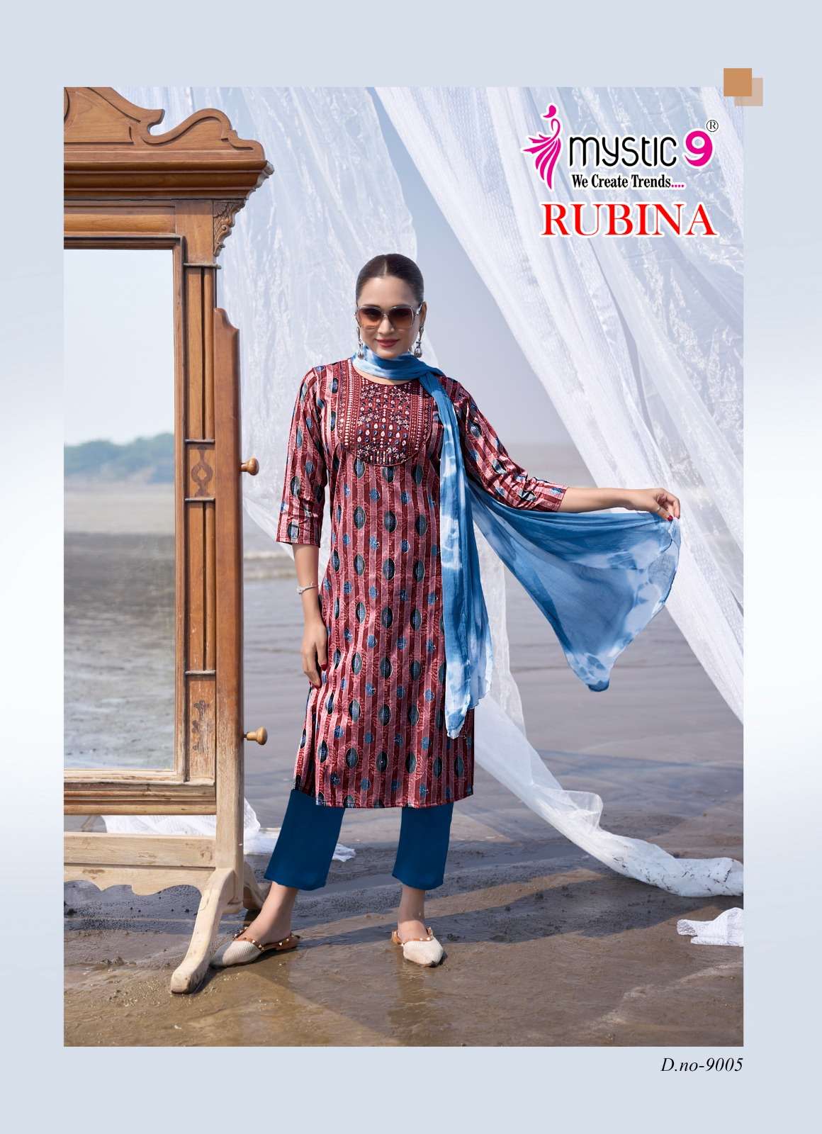 MYSTIC 9 RUBINA VOL 9 RAYON PRINT FANCY LADIES KURTI COMBO SET