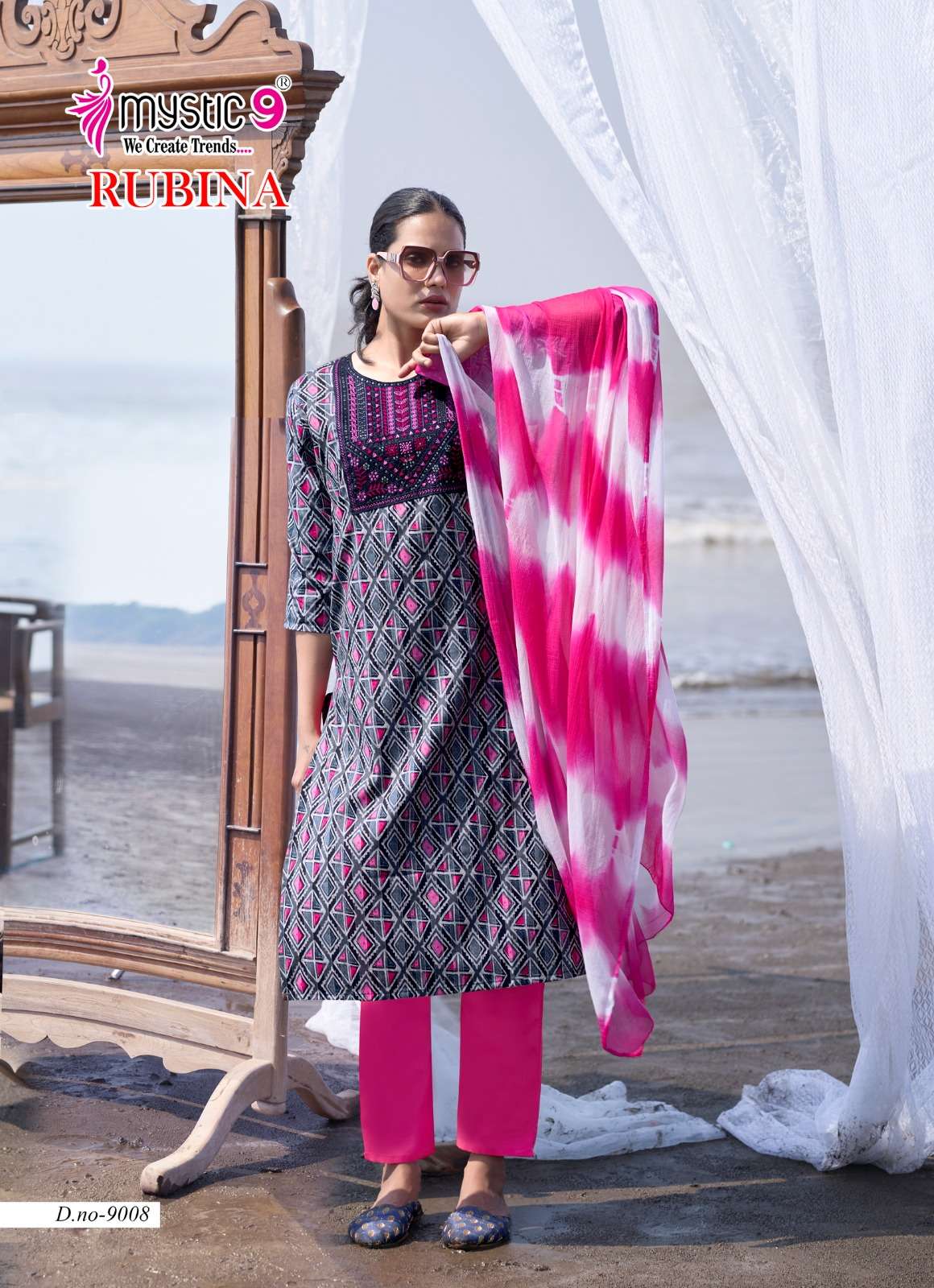MYSTIC 9 RUBINA VOL 9 RAYON PRINT FANCY LADIES KURTI COMBO SET
