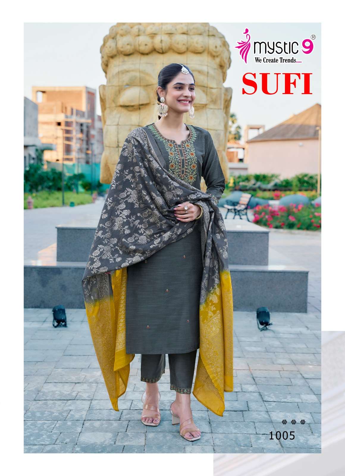 MYSTIC 9  SUFI VOL 1  BANGLORE SILK FANCY EMBROIDERY KURTI COMBO SET