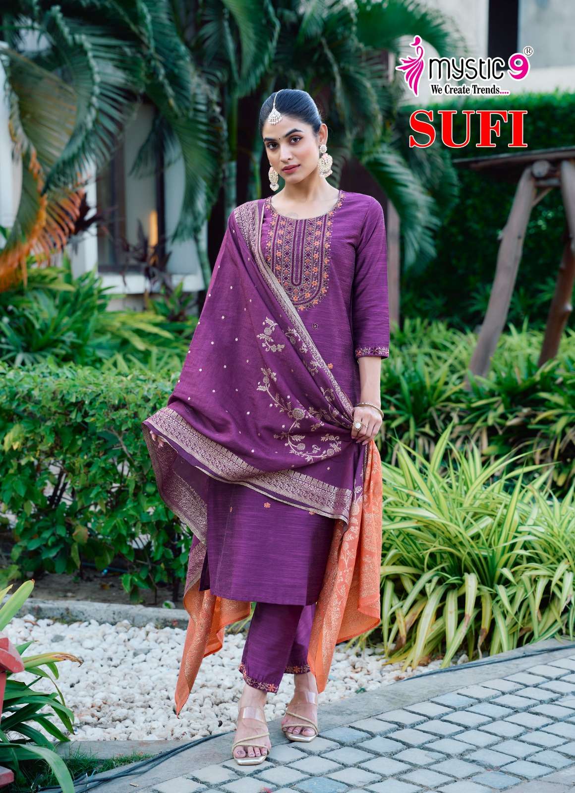 MYSTIC 9  SUFI VOL 1  BANGLORE SILK FANCY EMBROIDERY KURTI COMBO SET