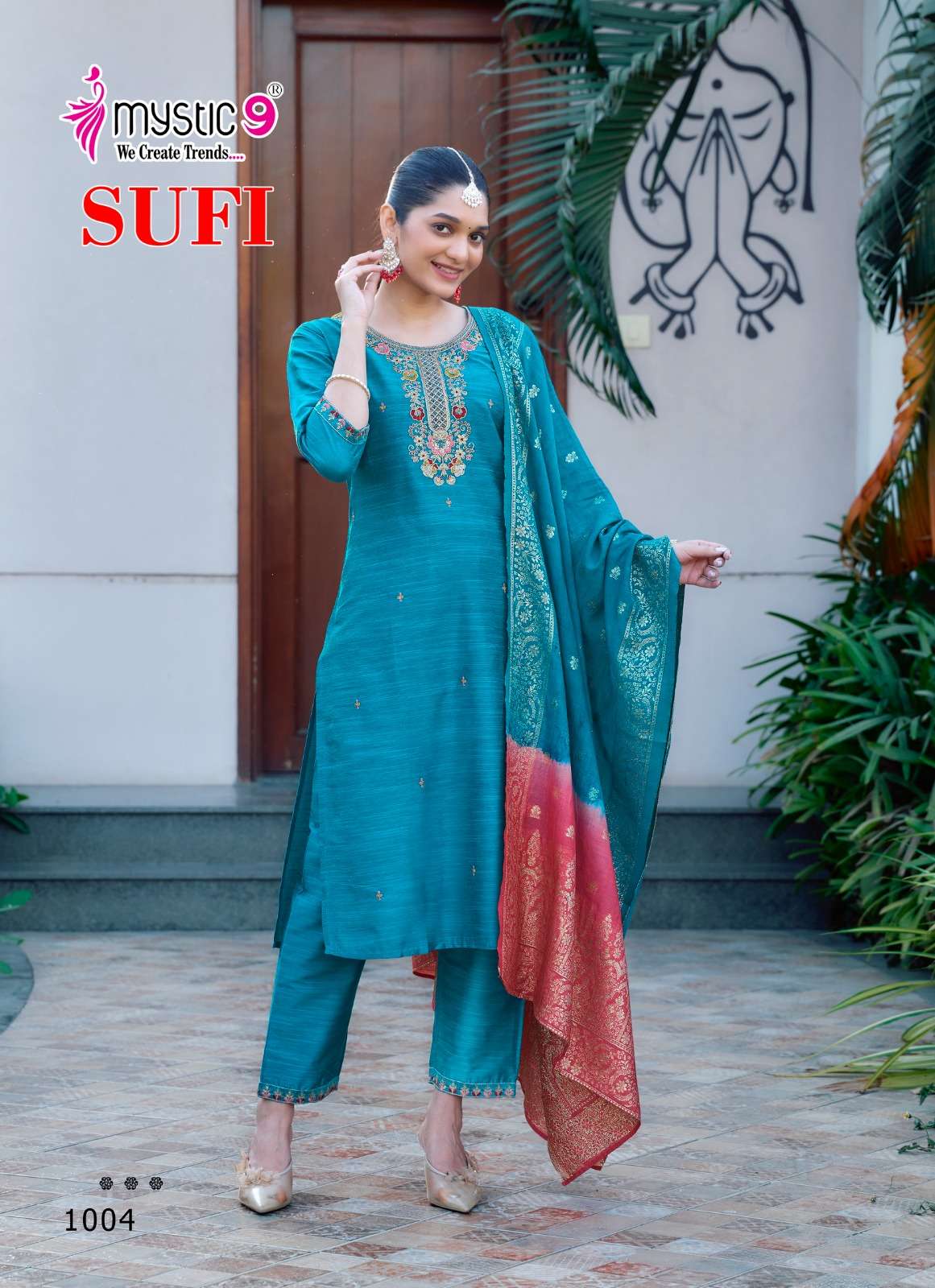 MYSTIC 9  SUFI VOL 1  BANGLORE SILK FANCY EMBROIDERY KURTI COMBO SET