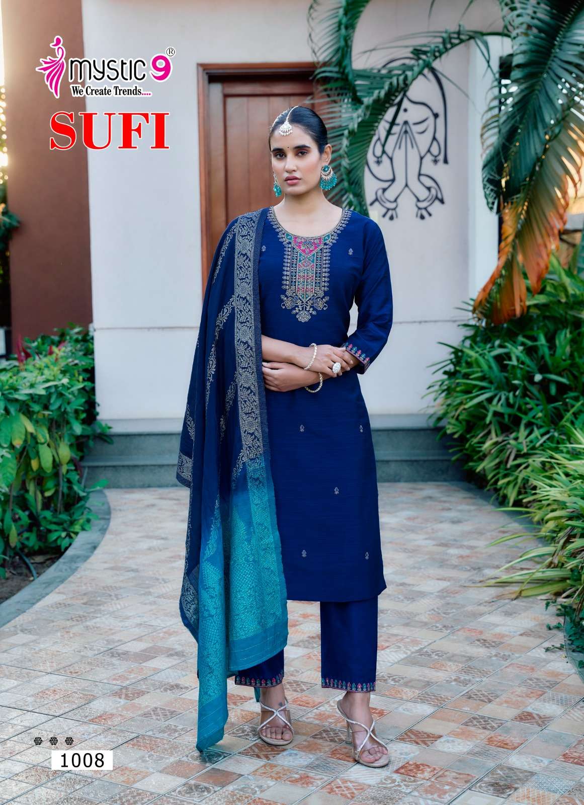 MYSTIC 9  SUFI VOL 1  BANGLORE SILK FANCY EMBROIDERY KURTI COMBO SET