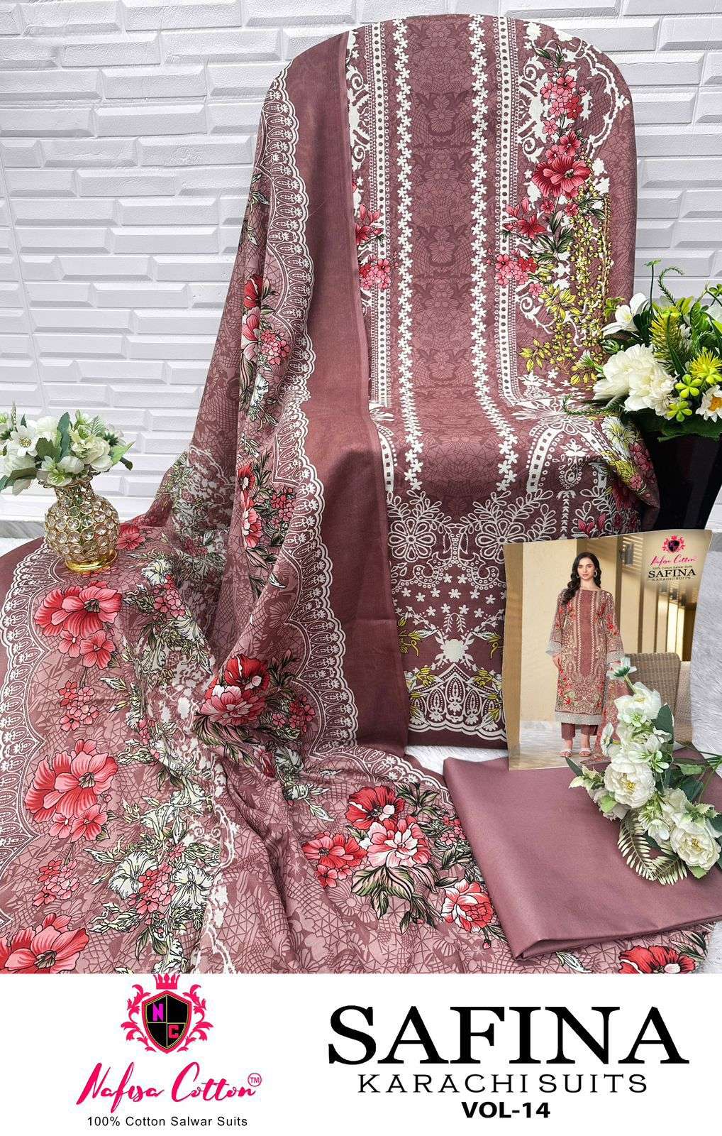 NAFISA COTTON SAFINA KARACHI SUITS VOL 14 COTTON DIGITAL PRINTS SALWAR SUIT