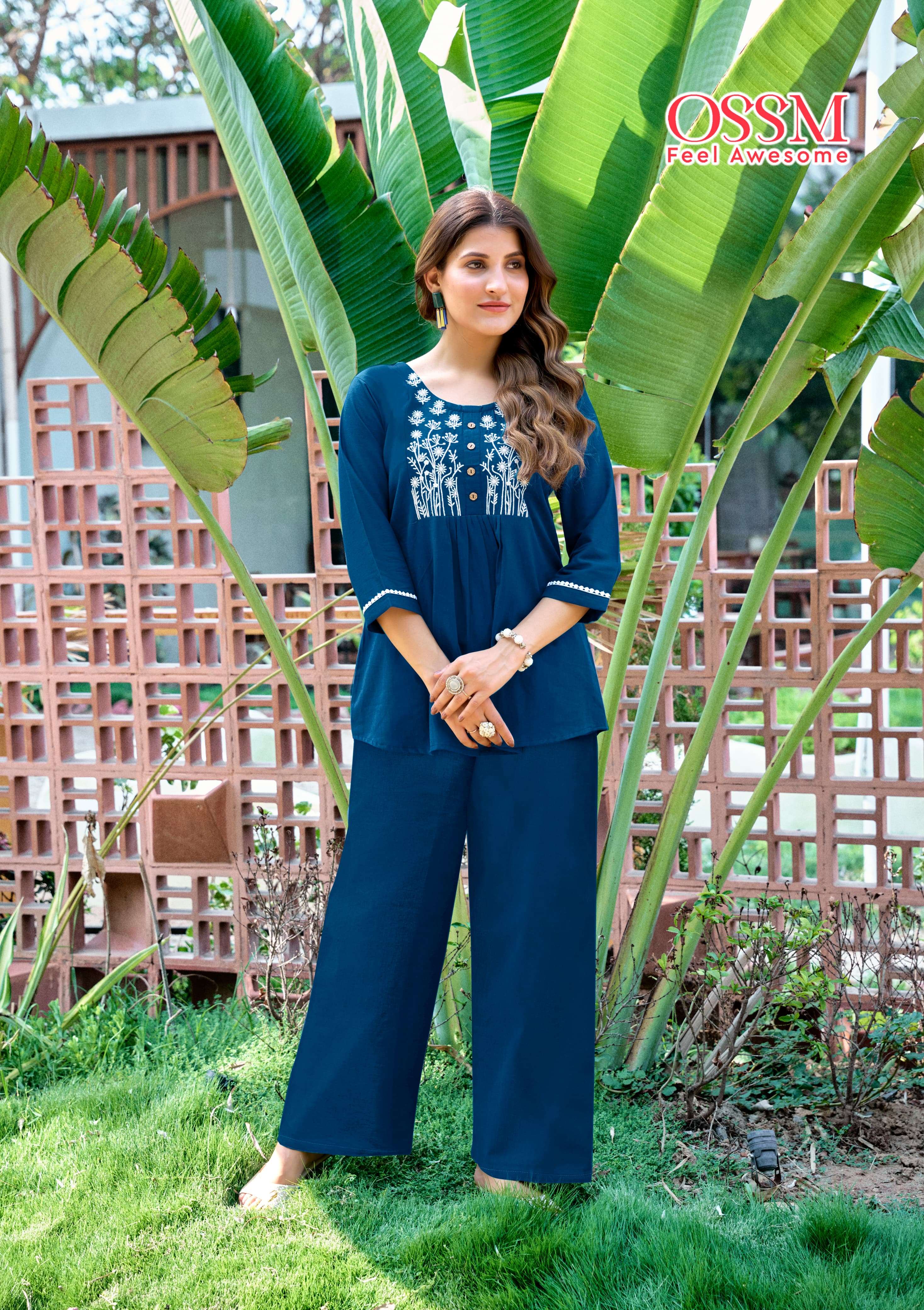 OSSM GLAMOUR JAIPURI COTTON FANCY WORKS LADIES CO-ORD SET