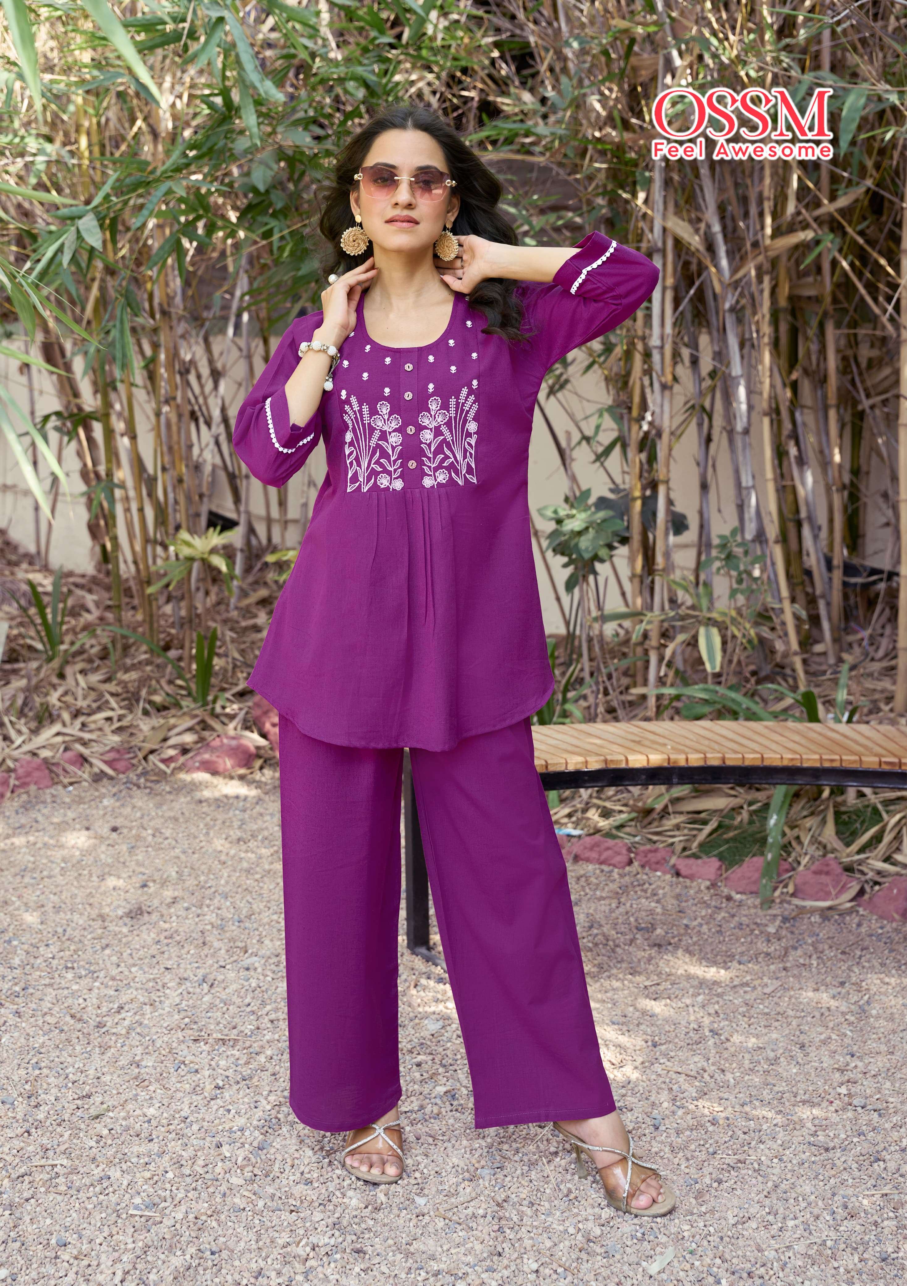 OSSM GLAMOUR JAIPURI COTTON FANCY WORKS LADIES CO-ORD SET