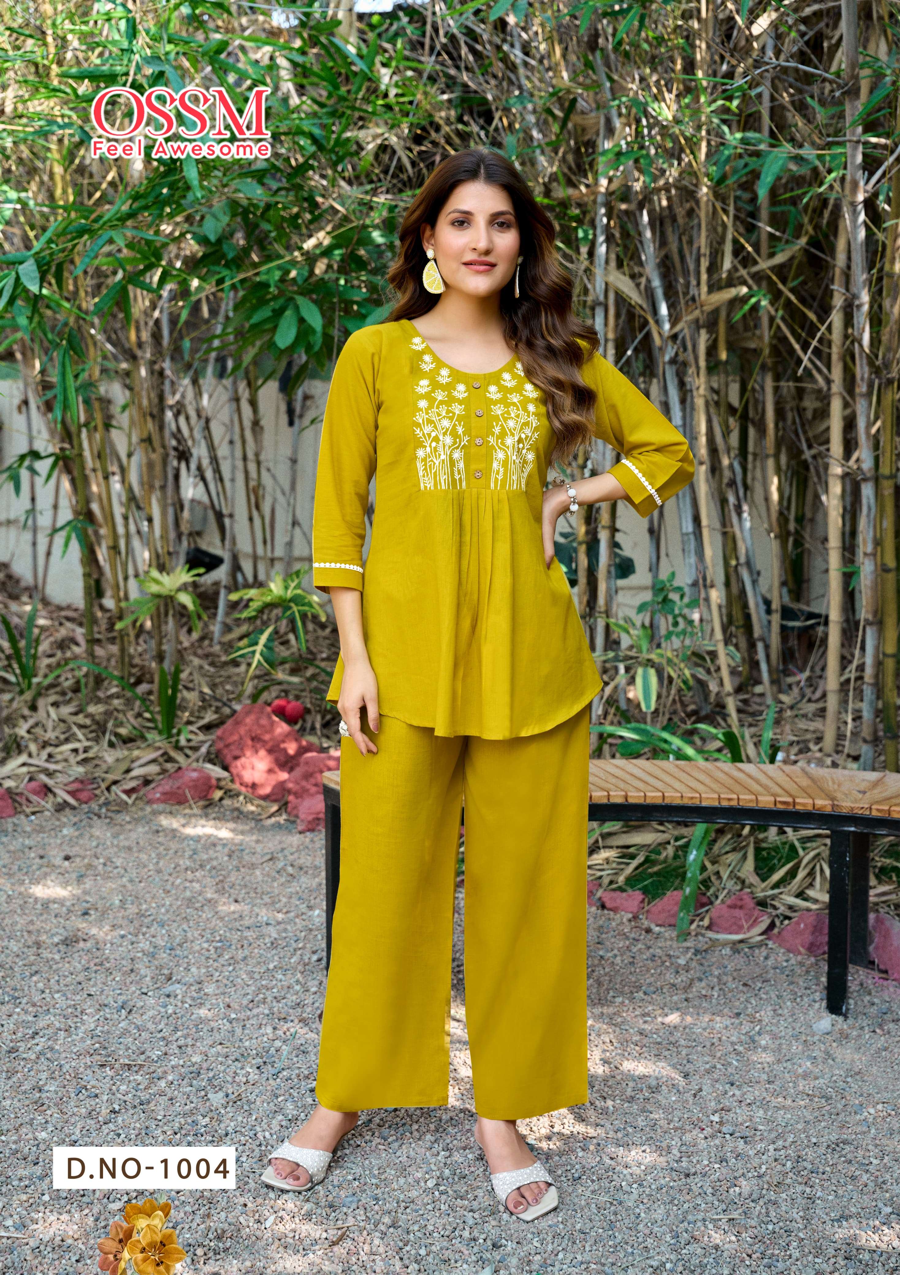 OSSM GLAMOUR JAIPURI COTTON FANCY WORKS LADIES CO-ORD SET