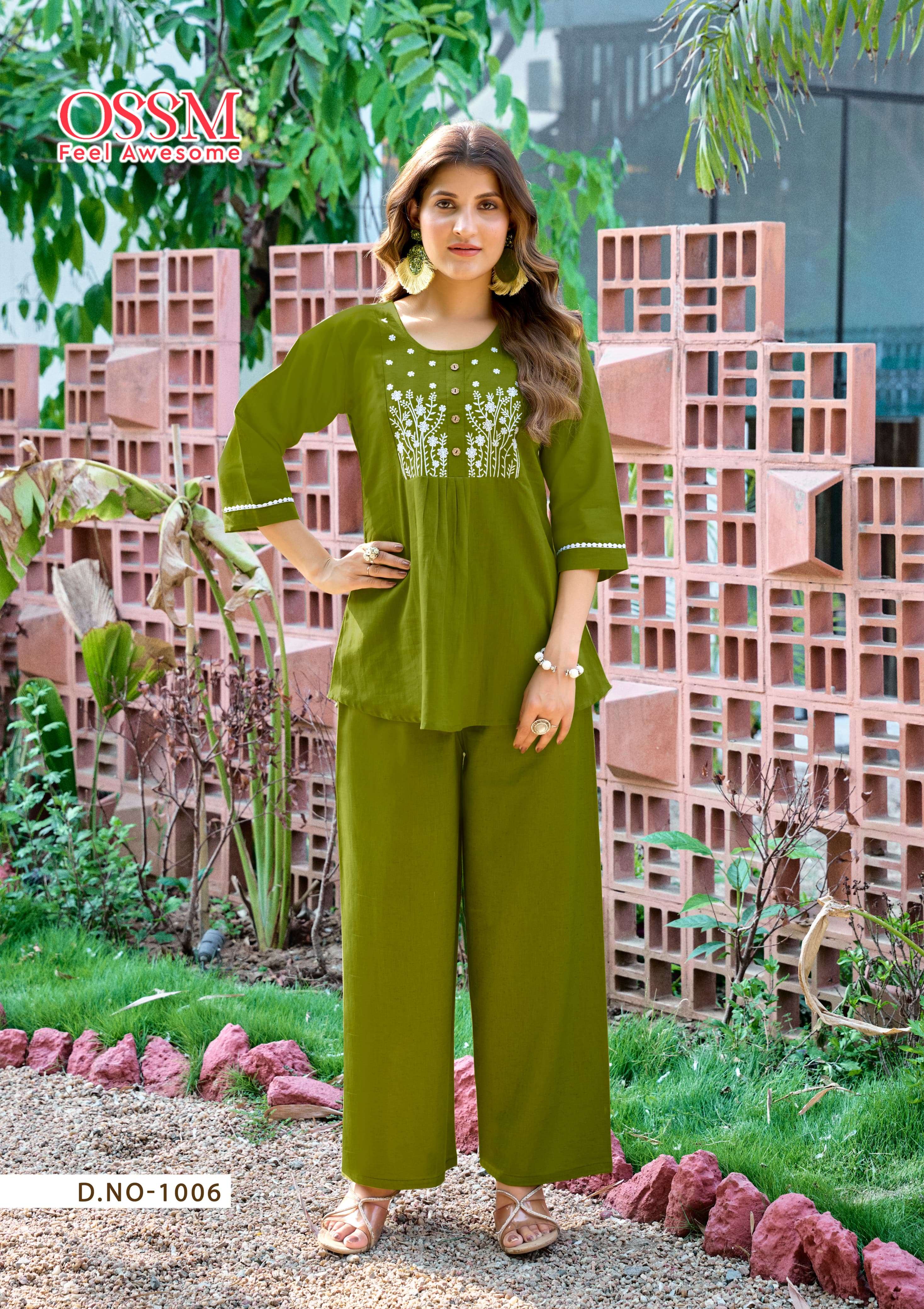 OSSM GLAMOUR JAIPURI COTTON FANCY WORKS LADIES CO-ORD SET