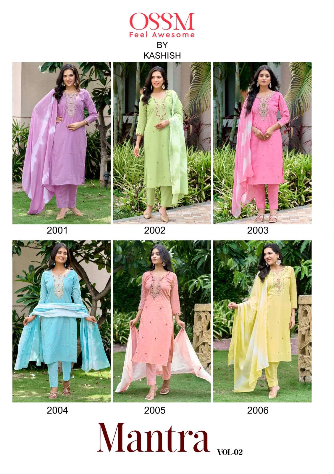 OSSM MANTRA VOL 2 COTTON FANCY EMBROIDERIES WORK KURTI COMBO SET