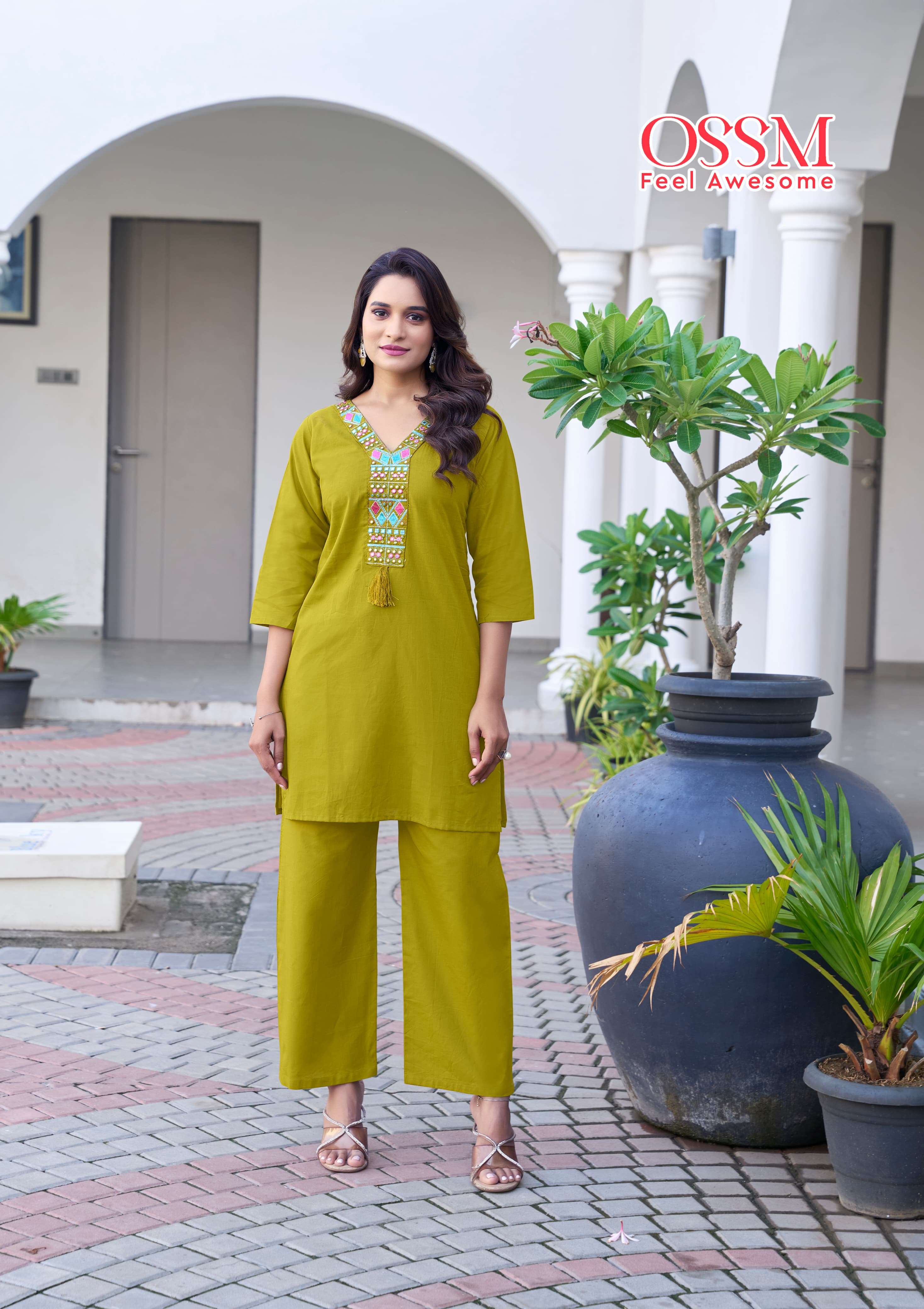 OSSM SARA COTTON FANCY WORKS LADIES TOP WITH BOTTOM PAIR