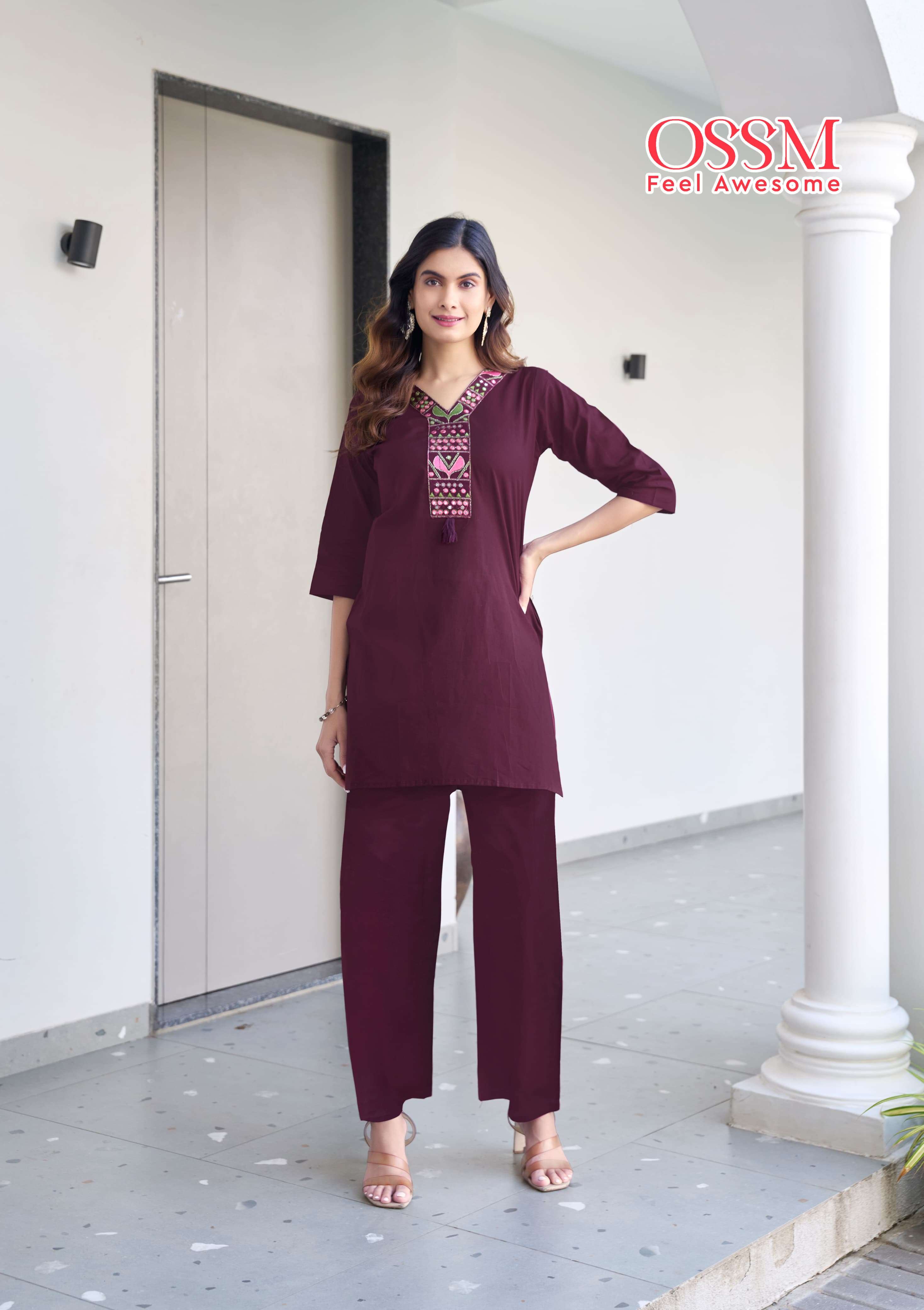 OSSM SARA COTTON FANCY WORKS LADIES TOP WITH BOTTOM PAIR