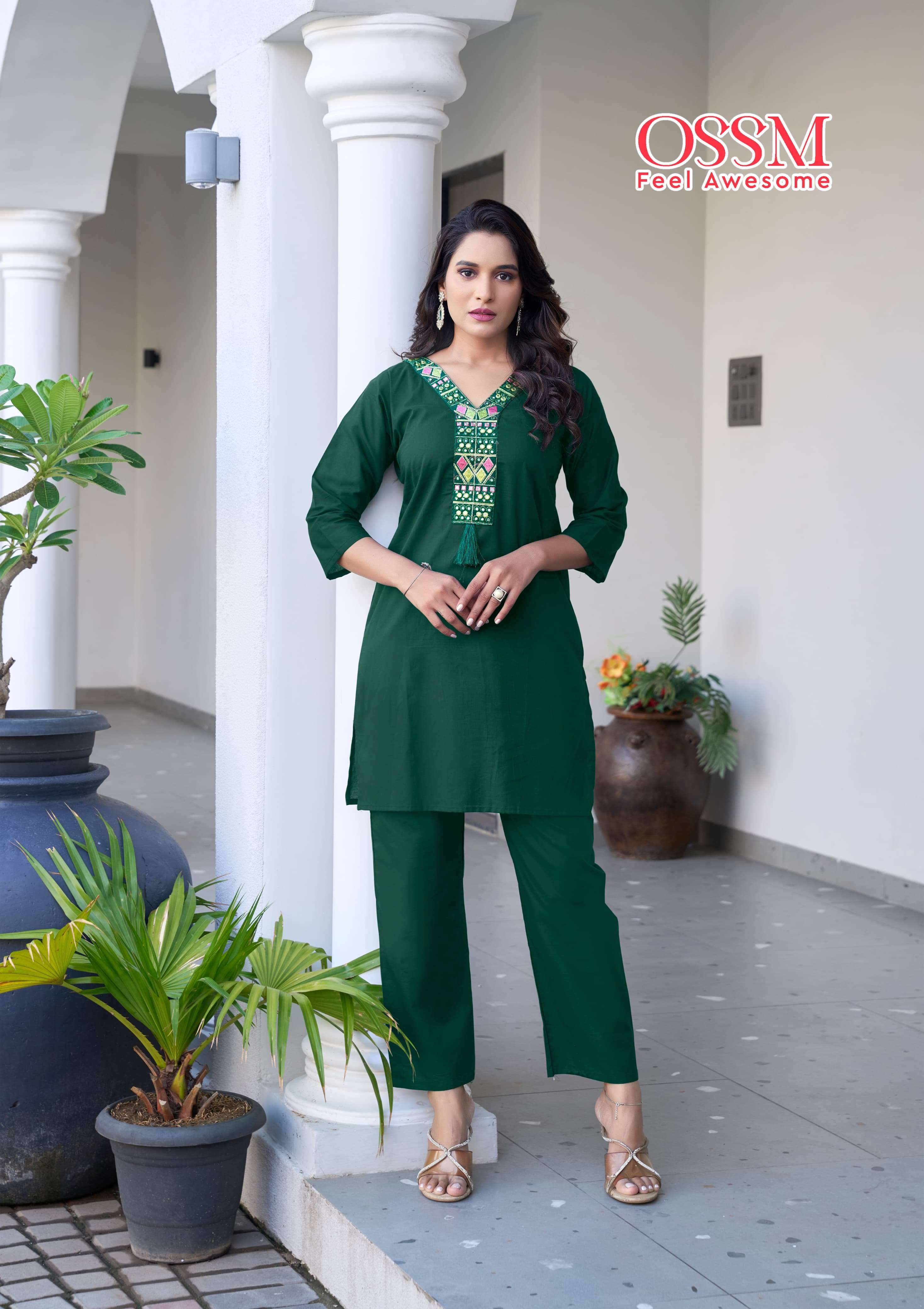 OSSM SARA COTTON FANCY WORKS LADIES TOP WITH BOTTOM PAIR