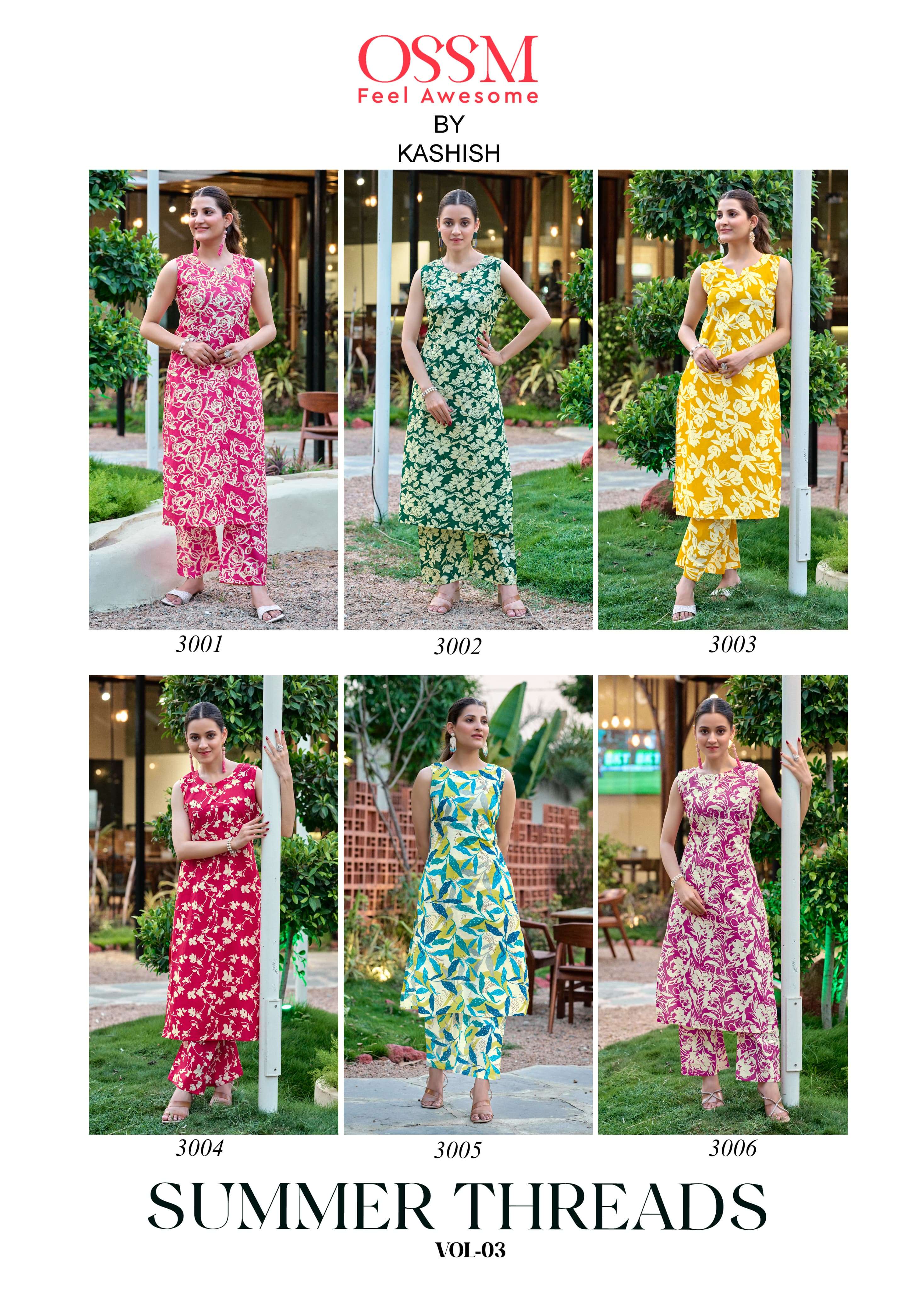 OSSM SUMMER THREADS VOL 3 COTTON PRINT FANCY KURTI WITH BOTTOM 