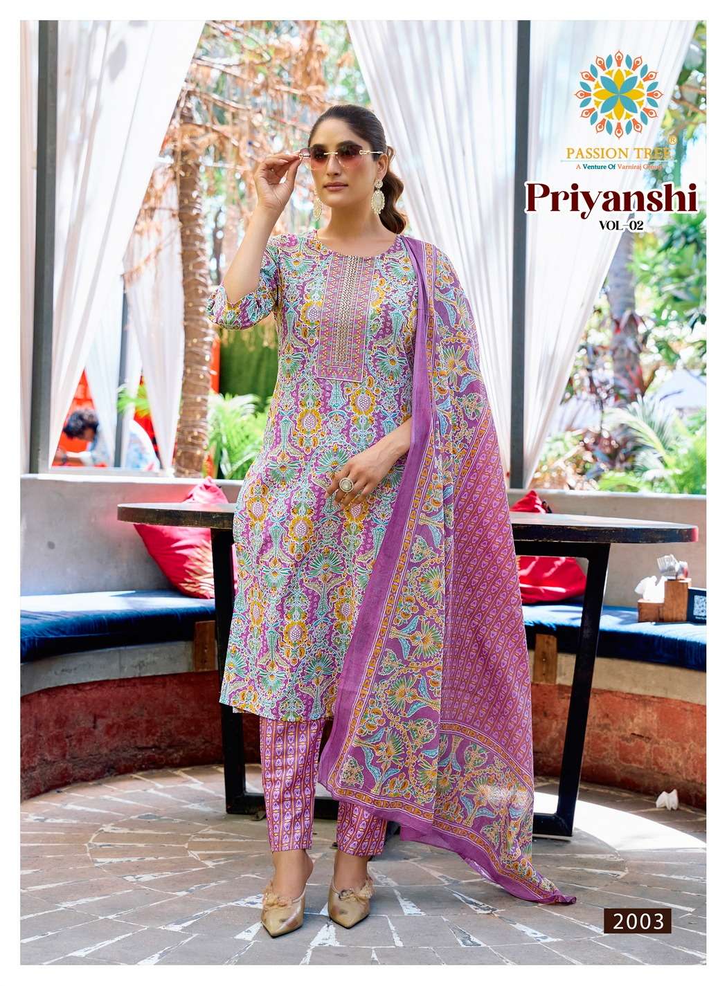 PASSION TREE PRIYANSHI VOL 2 COTTON PRINTED LADIES KURTI PANT AND DUPATTA SET