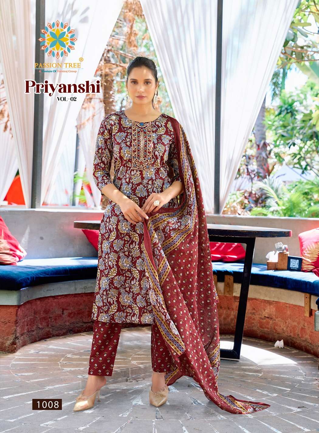 PASSION TREE PRIYANSHI VOL 2 COTTON PRINTED LADIES KURTI PANT AND DUPATTA SET