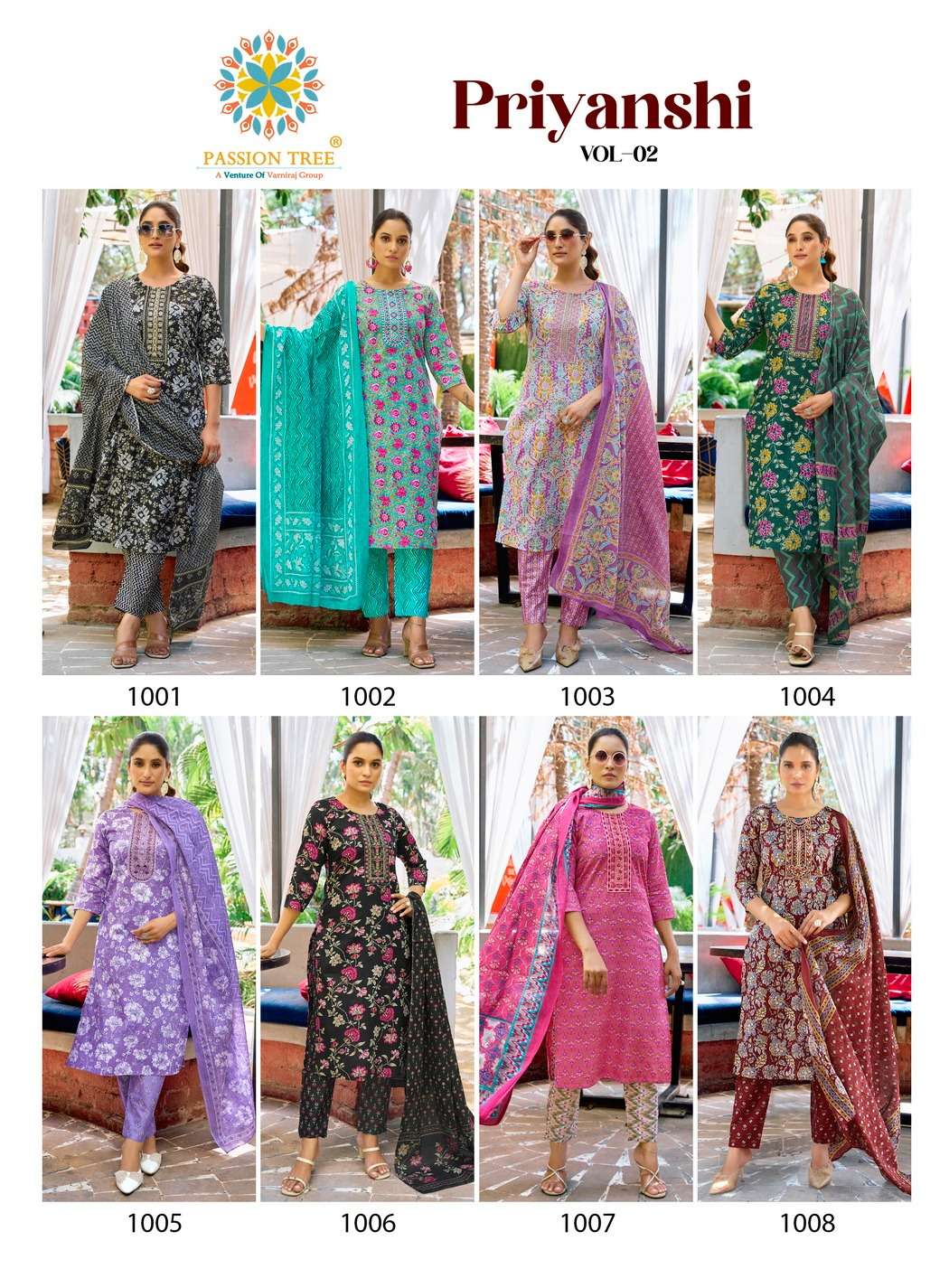 PASSION TREE PRIYANSHI VOL 2 COTTON PRINTED LADIES KURTI PANT AND DUPATTA SET