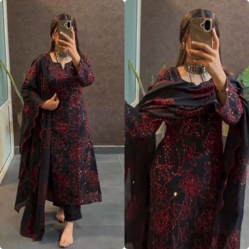 PD 1110 SILK SEQUENCE BEAUTIFUL DESIGNER WORK LADIES SUIT