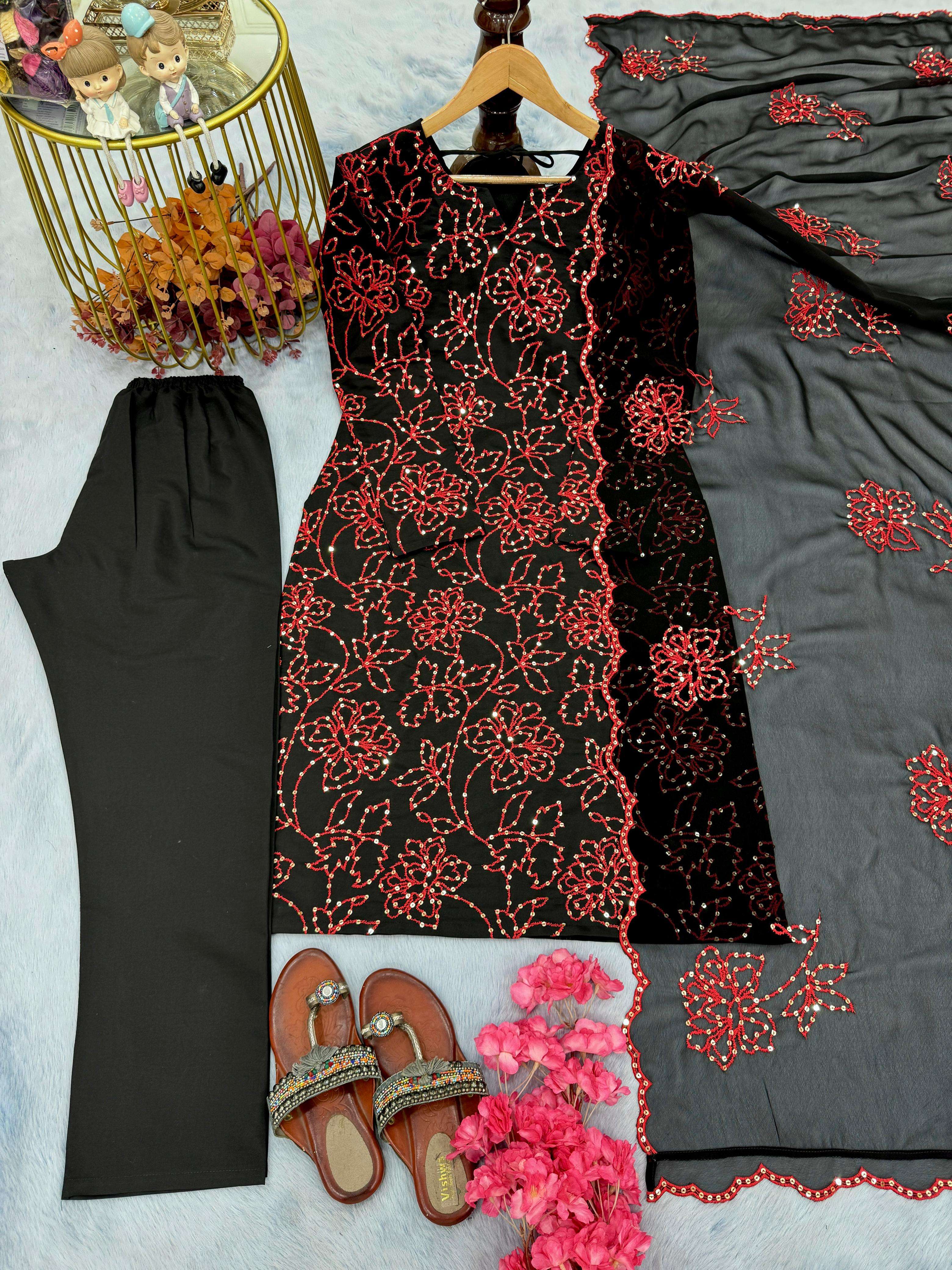 PD 1110 SILK SEQUENCE BEAUTIFUL DESIGNER WORK LADIES SUIT