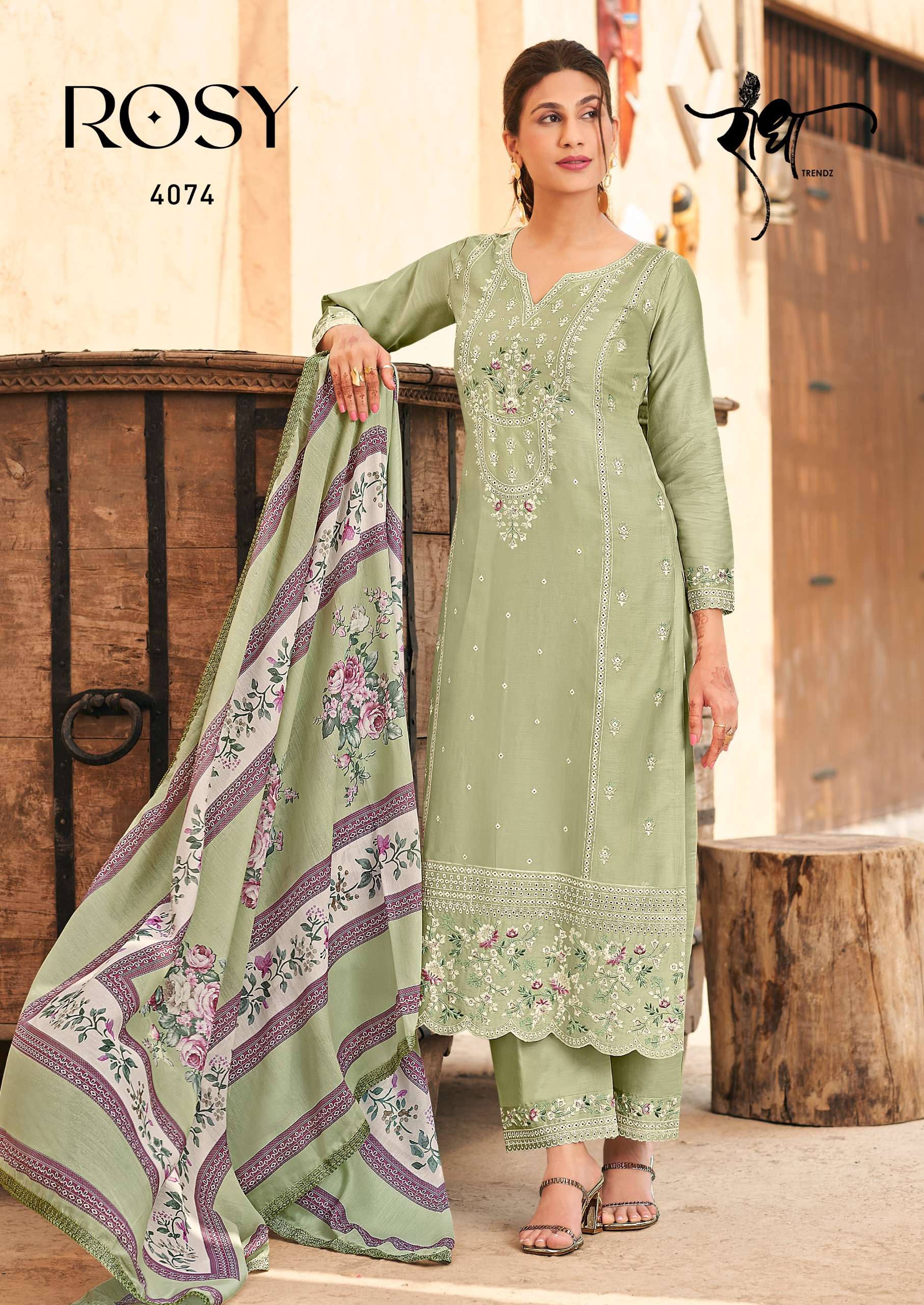 RADHA TRENDZ ROSY JAM COTTON FANCY EMBROIDERY WORK SUIT