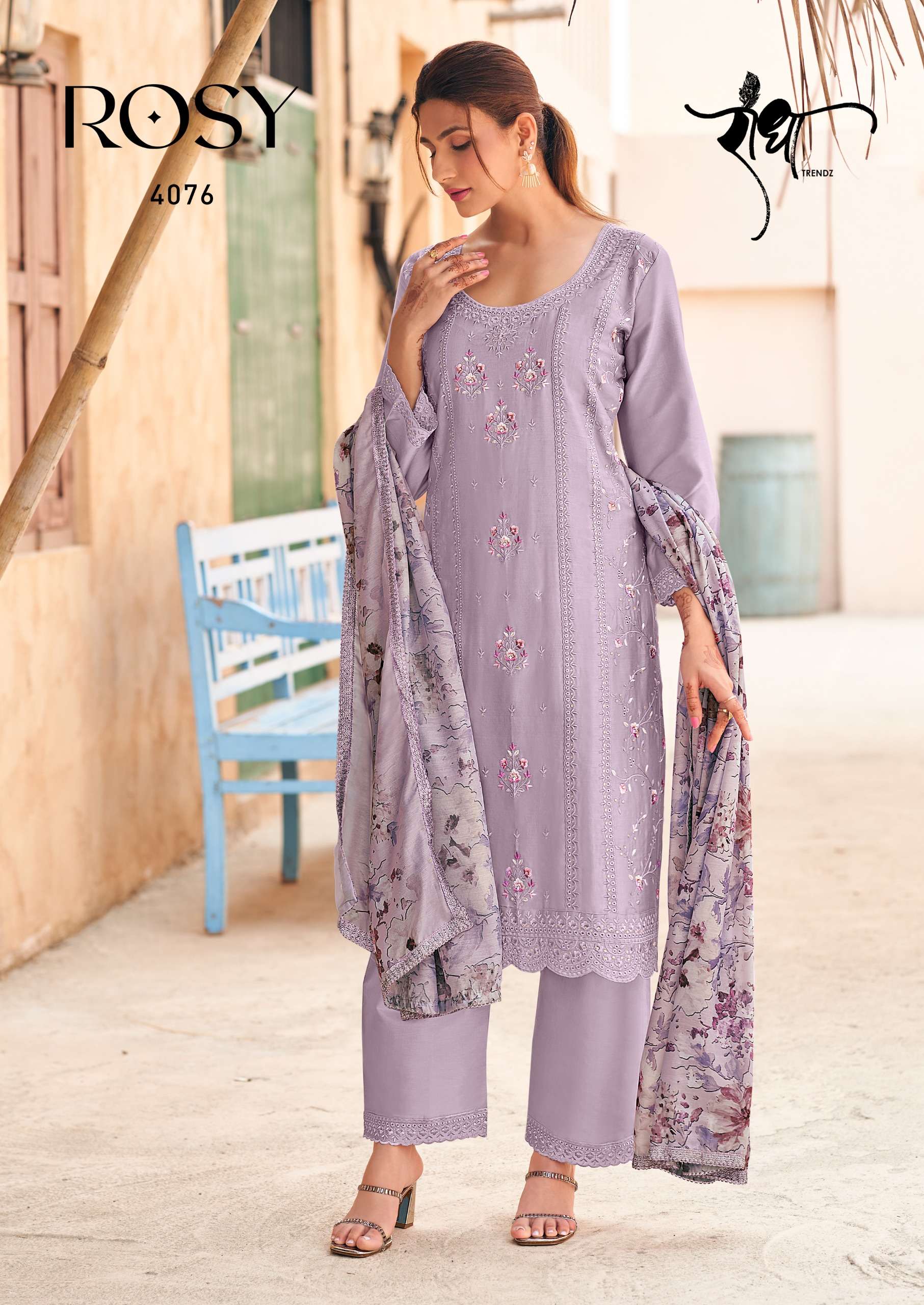 RADHA TRENDZ ROSY JAM COTTON FANCY EMBROIDERY WORK SUIT