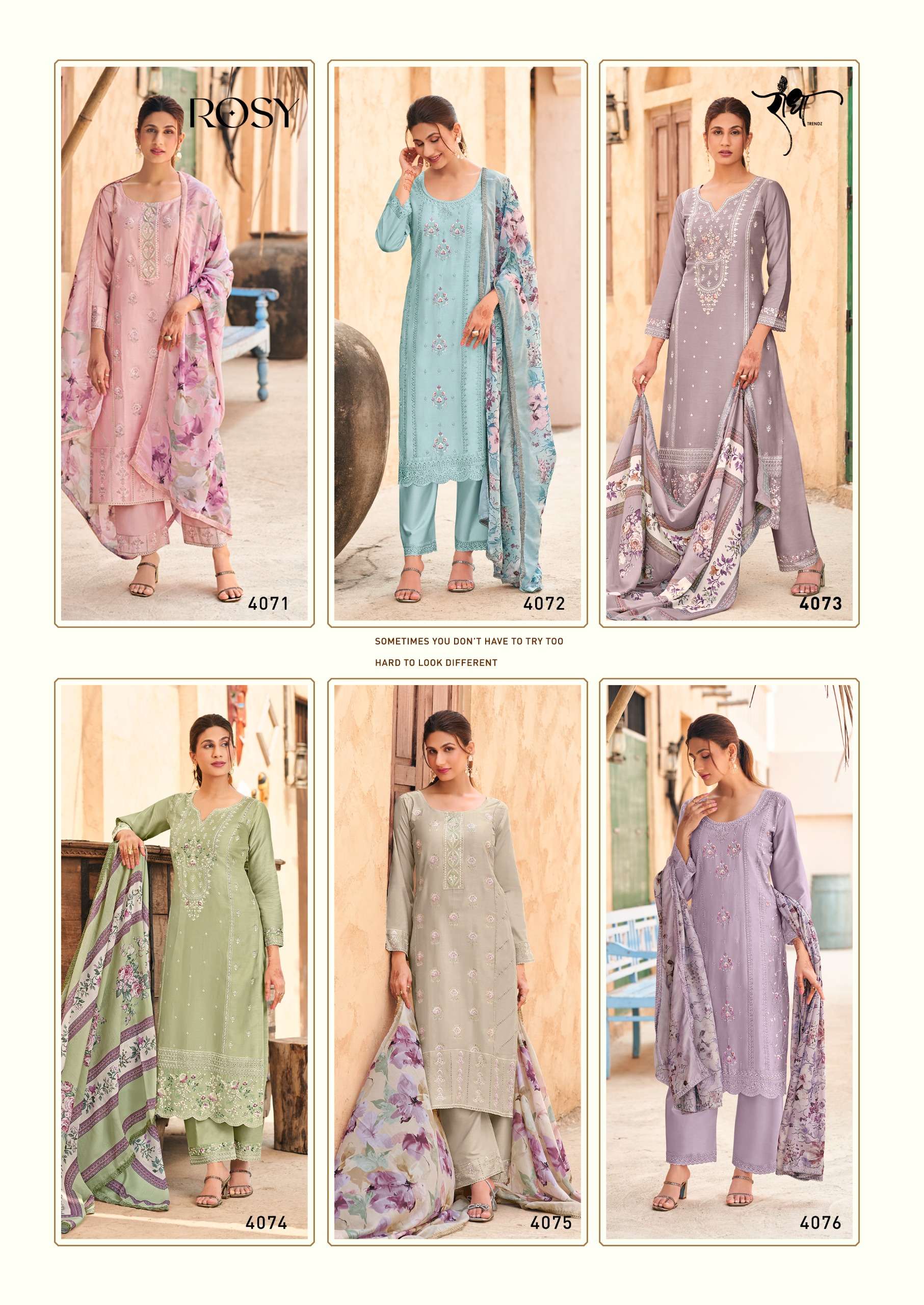 RADHA TRENDZ ROSY JAM COTTON FANCY EMBROIDERY WORK SUIT