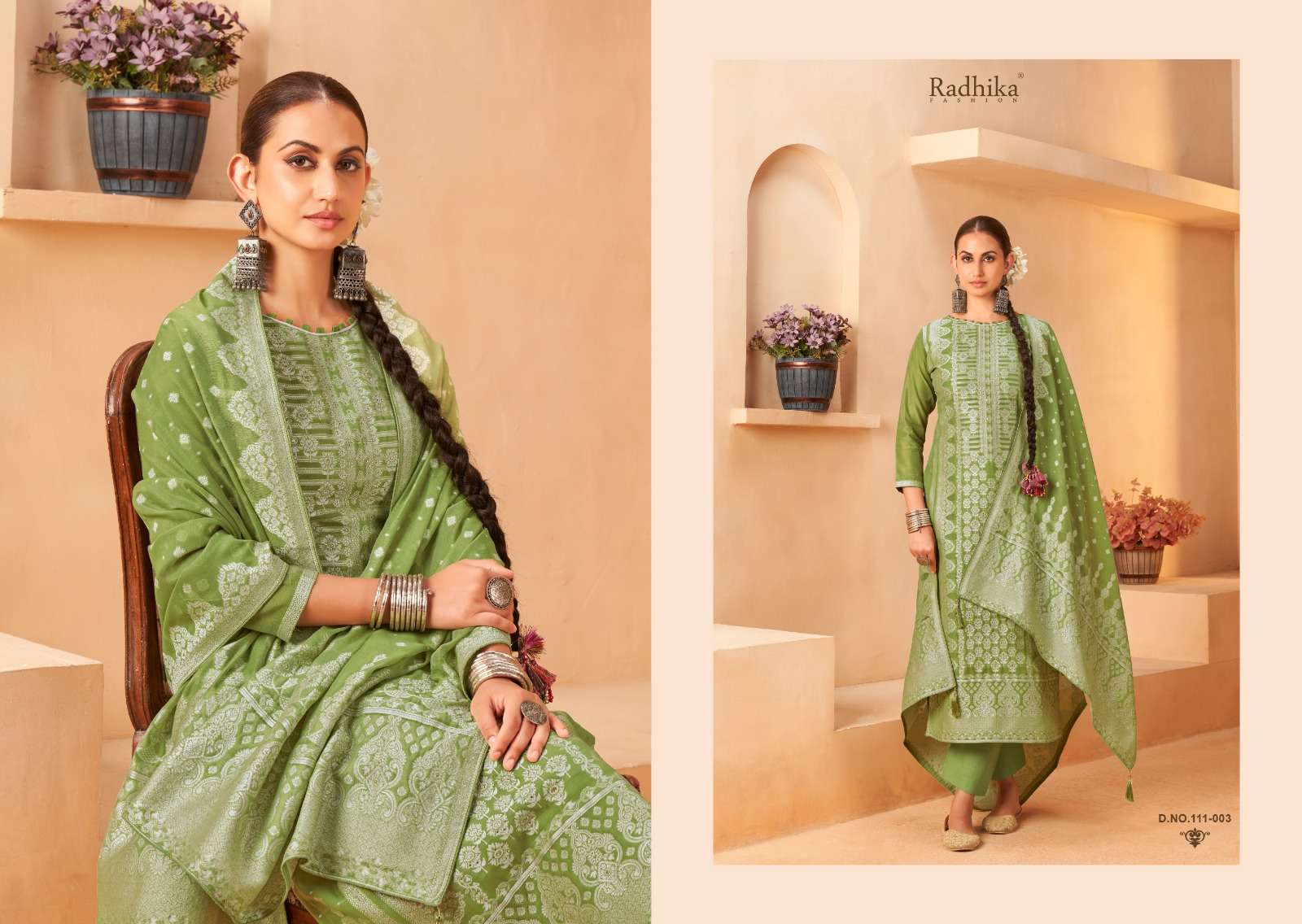 RADHIKA FASHION AZARA BANARASHI ADAH VOL 5 COTTON JACQUARD FANCY WORK LADIES SUIT