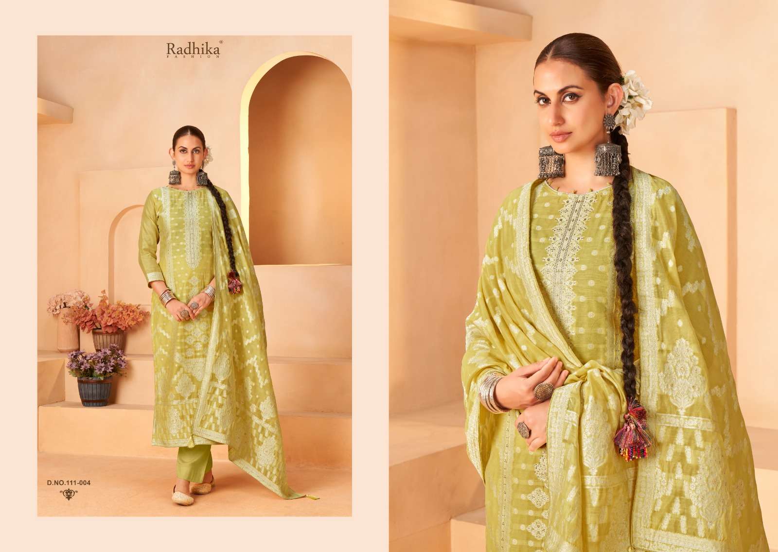 RADHIKA FASHION AZARA BANARASHI ADAH VOL 5 COTTON JACQUARD FANCY WORK LADIES SUIT