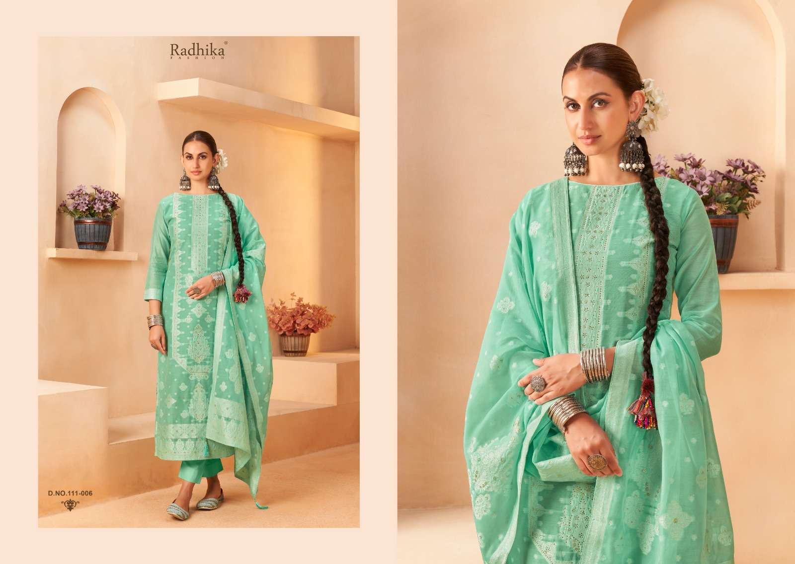 RADHIKA FASHION AZARA BANARASHI ADAH VOL 5 COTTON JACQUARD FANCY WORK LADIES SUIT