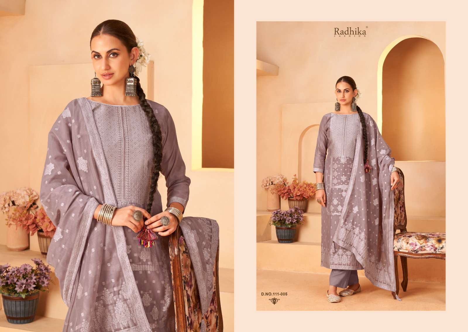 RADHIKA FASHION AZARA BANARASHI ADAH VOL 5 COTTON JACQUARD FANCY WORK LADIES SUIT