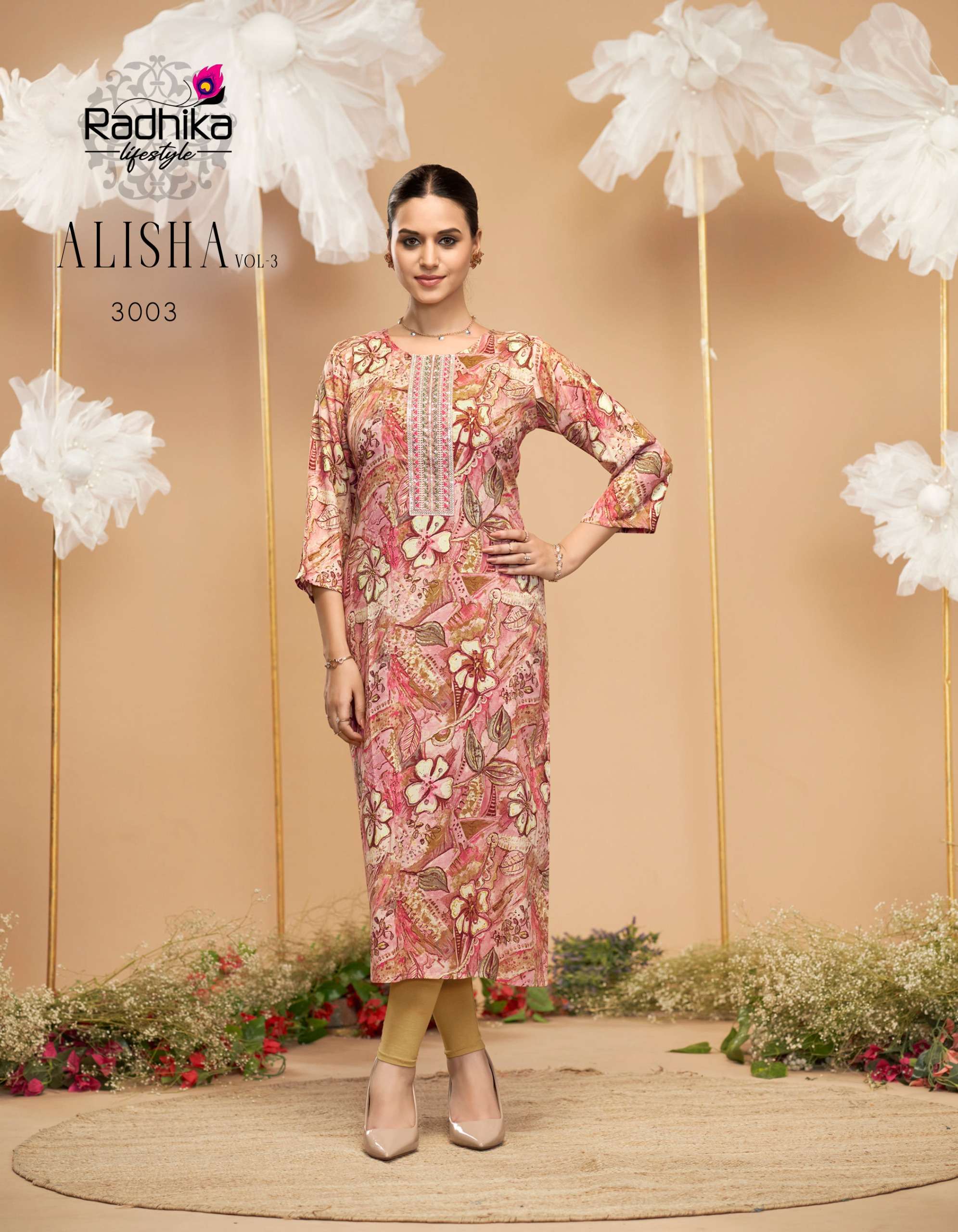RADHIKA LIFESTYLE ALISHA VOL 3 RAYON PRINT FANCY DAILY WEAR KURTI