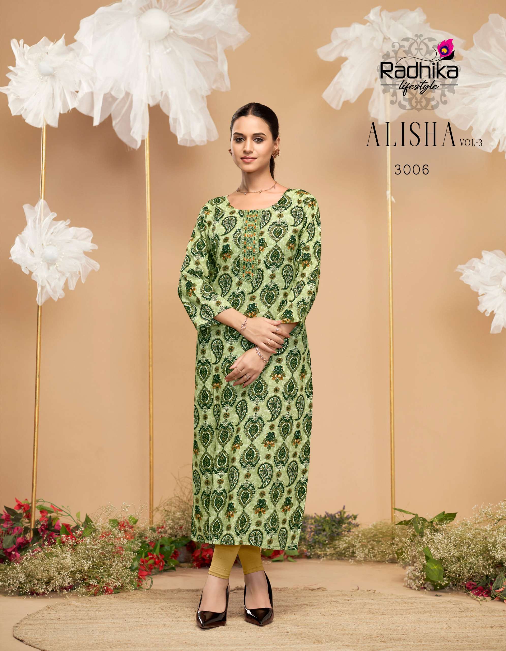 RADHIKA LIFESTYLE ALISHA VOL 3 RAYON PRINT FANCY DAILY WEAR KURTI