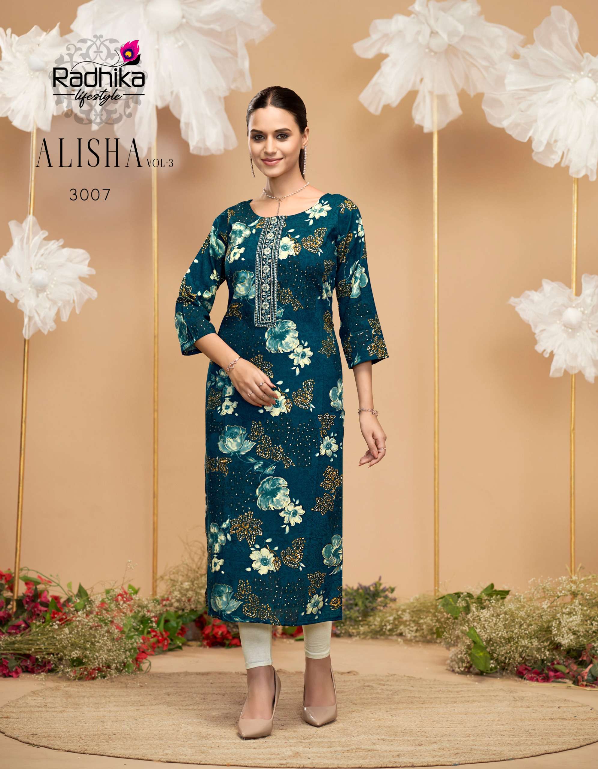 RADHIKA LIFESTYLE ALISHA VOL 3 RAYON PRINT FANCY DAILY WEAR KURTI